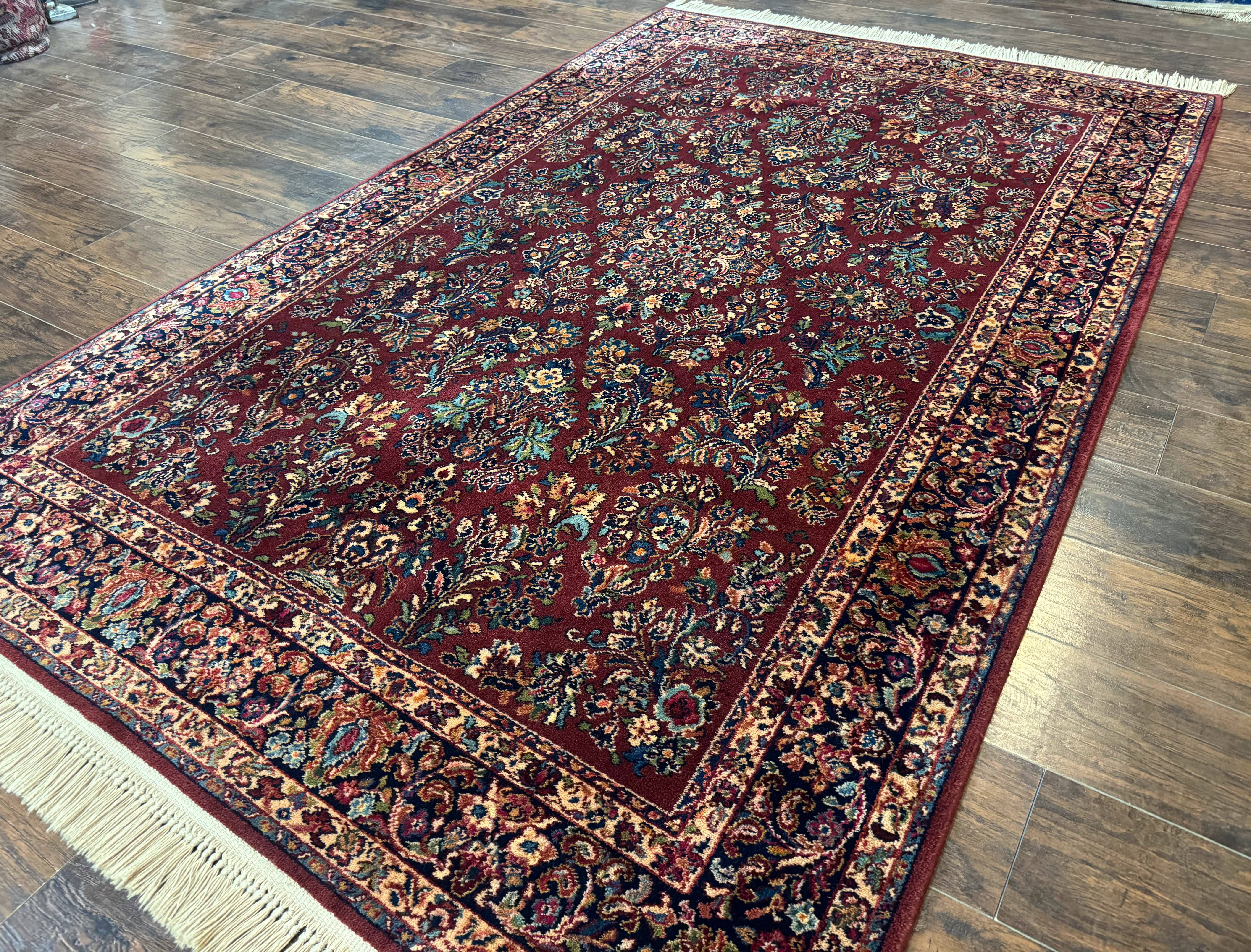 5.9 x 9 Karastan Rug Red Sarouk Rug #785, 100% Wile Pile Carpet, Original 700 Series, Vintage - Image 2
