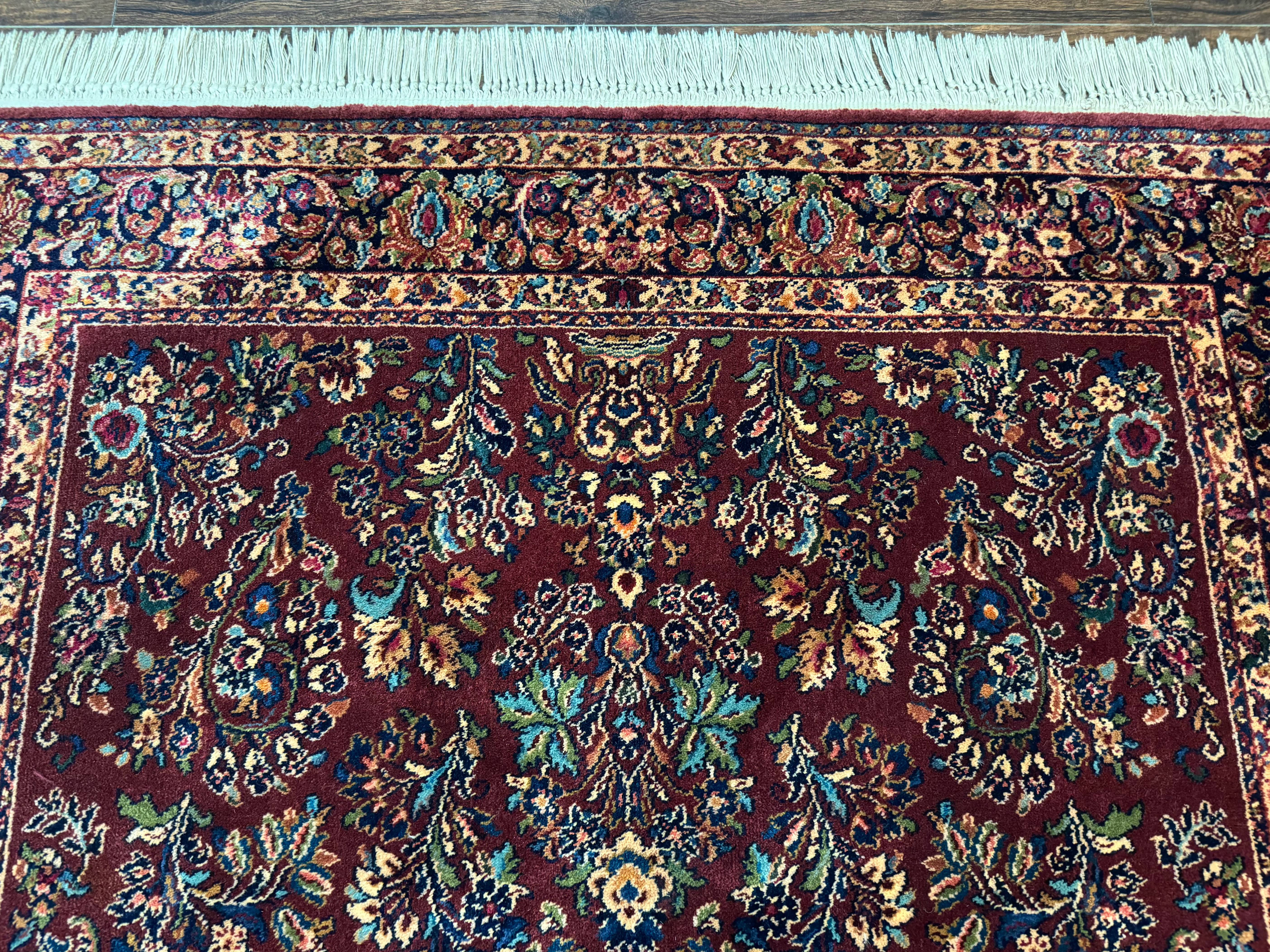 5.9 x 9 Karastan Rug Red Sarouk Rug #785, 100% Wile Pile Carpet, Original 700 Series, Vintage - Image 3