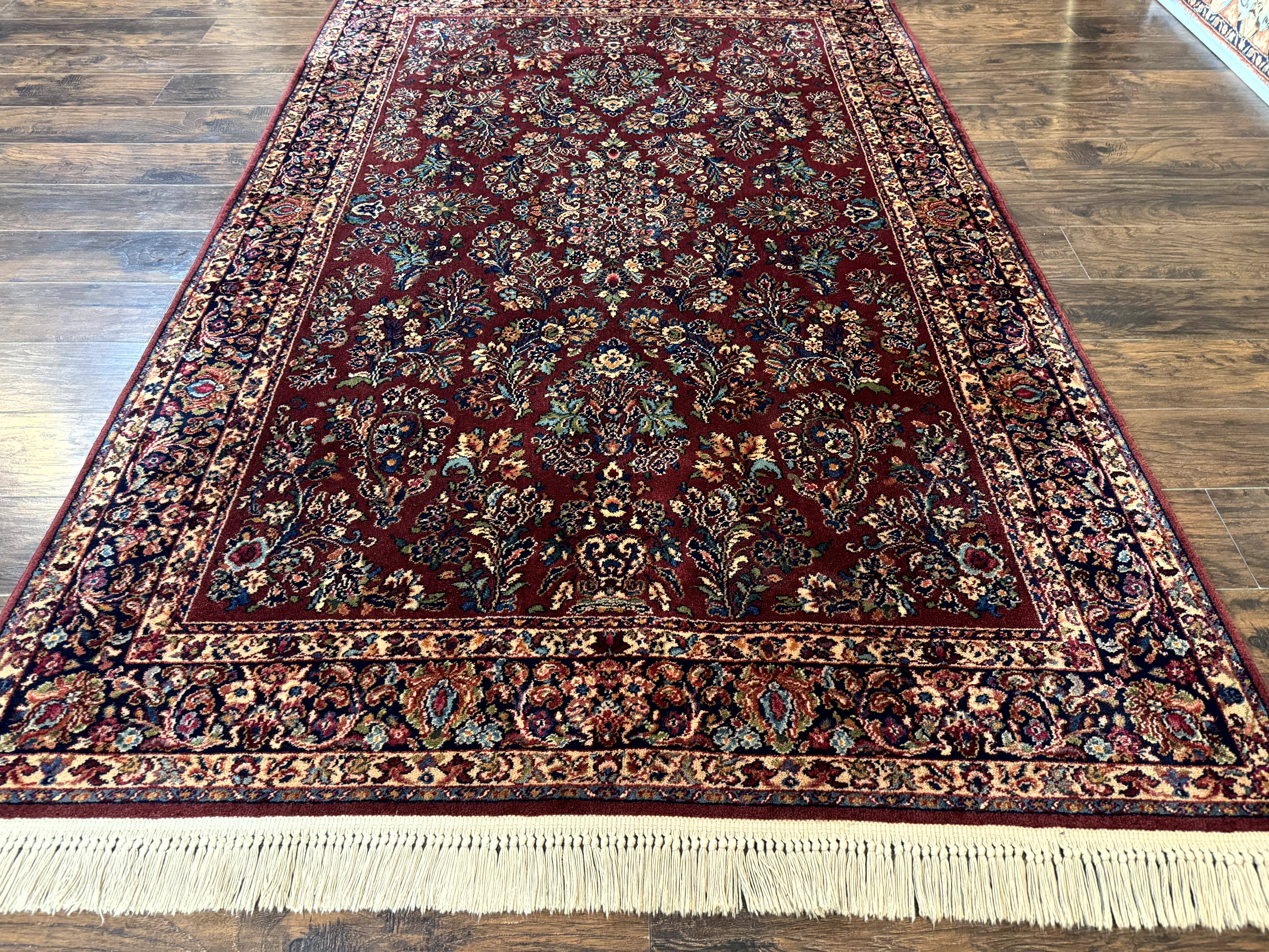 5.9 x 9 Karastan Rug Red Sarouk Rug #785, 100% Wile Pile Carpet, Original 700 Series, Vintage - Image 5