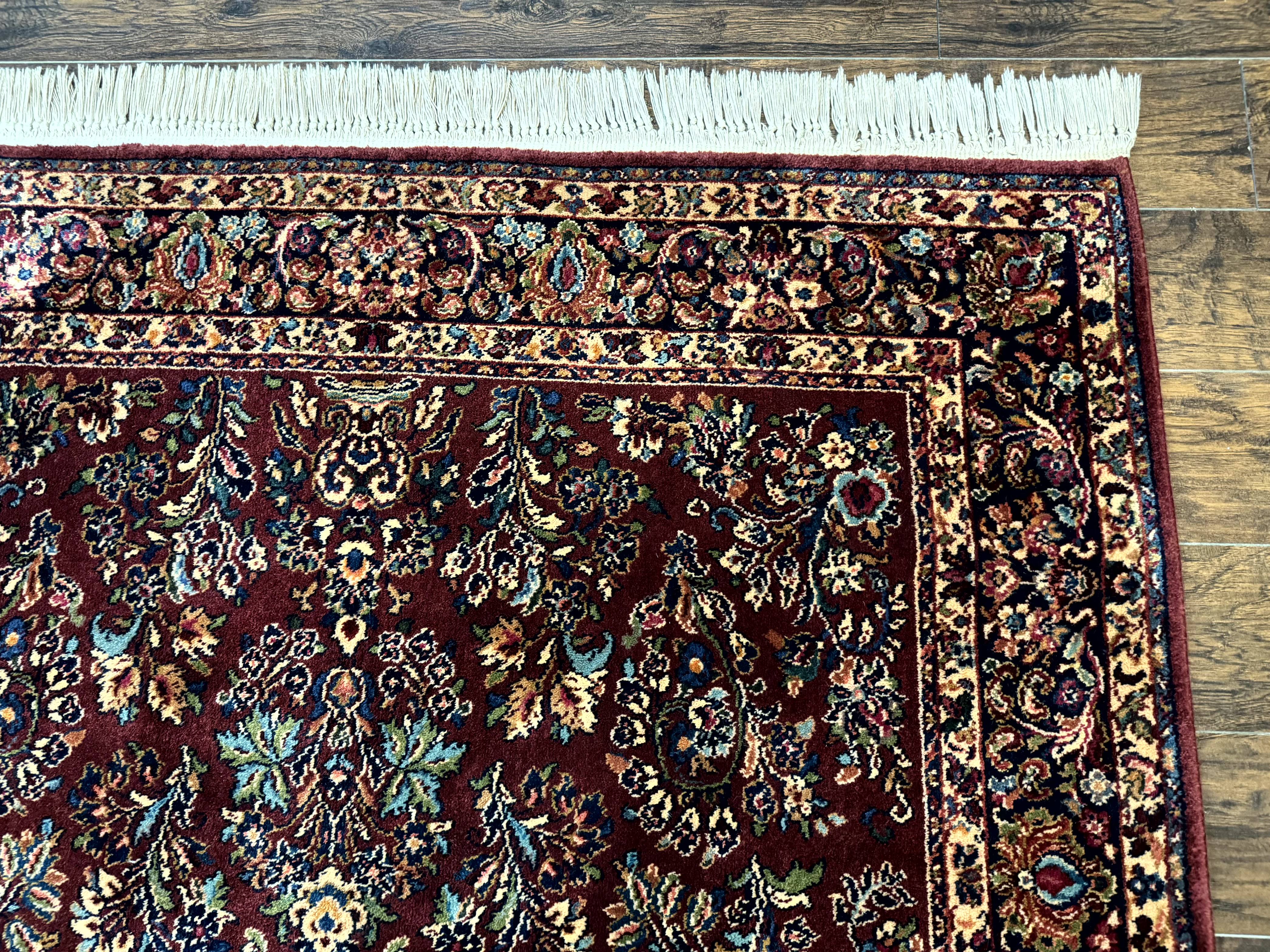 5.9 x 9 Karastan Rug Red Sarouk Rug #785, 100% Wile Pile Carpet, Original 700 Series, Vintage - Image 7