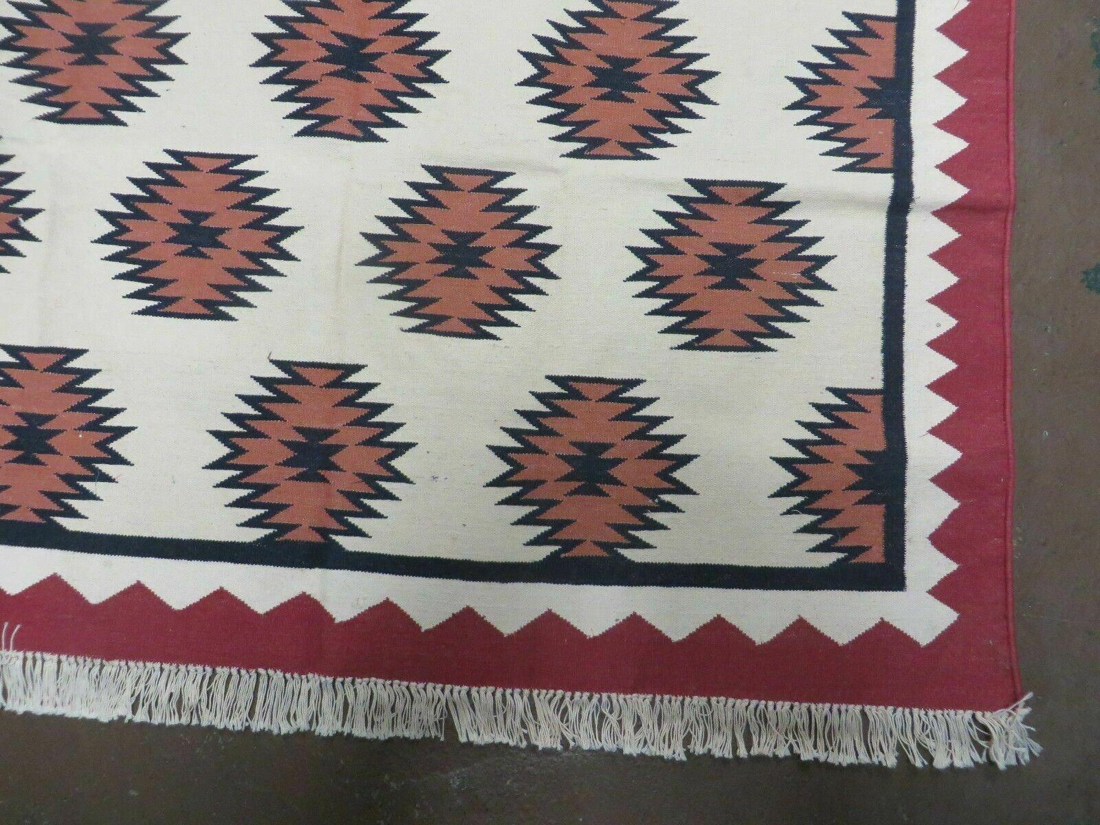5' X 8' Hand Woven Wool Rug Contemporary Kilim Dhurrie Modern Oriental Area Rug - Image 9