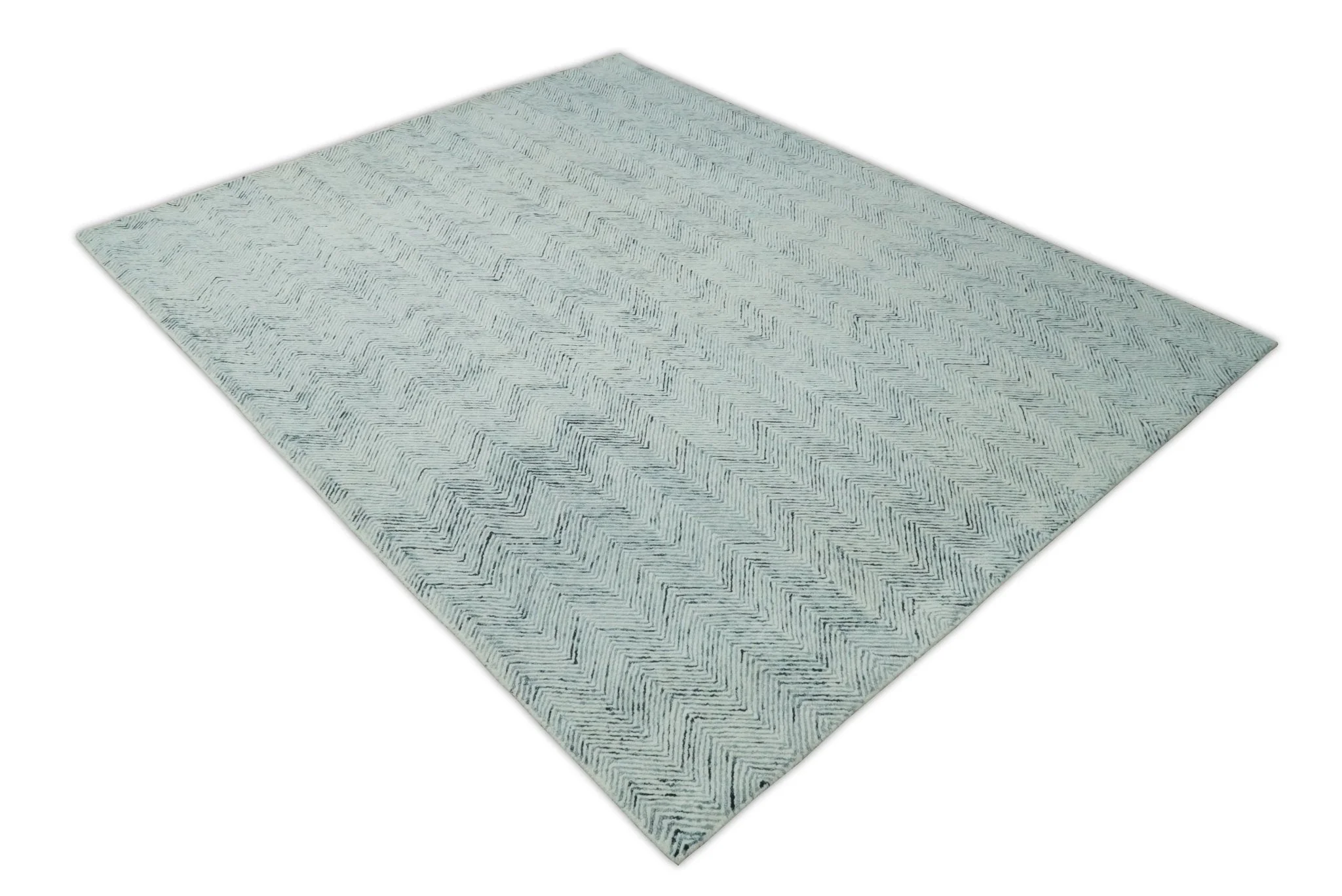 Modern Style Hand Tufted Blue and Ivory Area Rug - Image 6