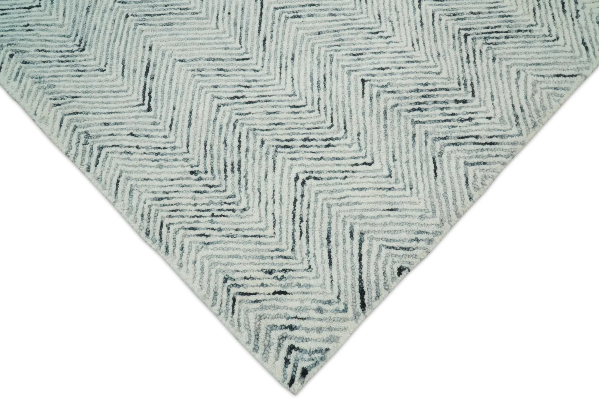 Modern Style Hand Tufted Blue and Ivory Area Rug - Image 8
