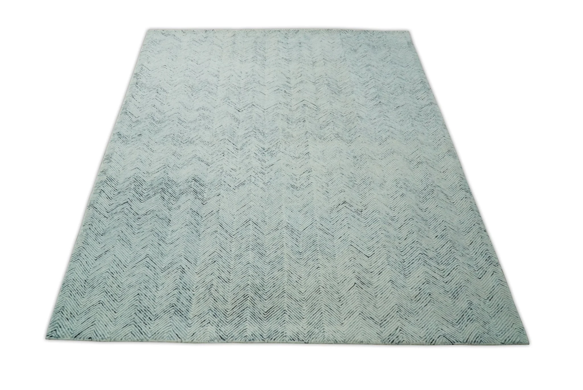 Modern Style Hand Tufted Blue and Ivory Area Rug - Image 9