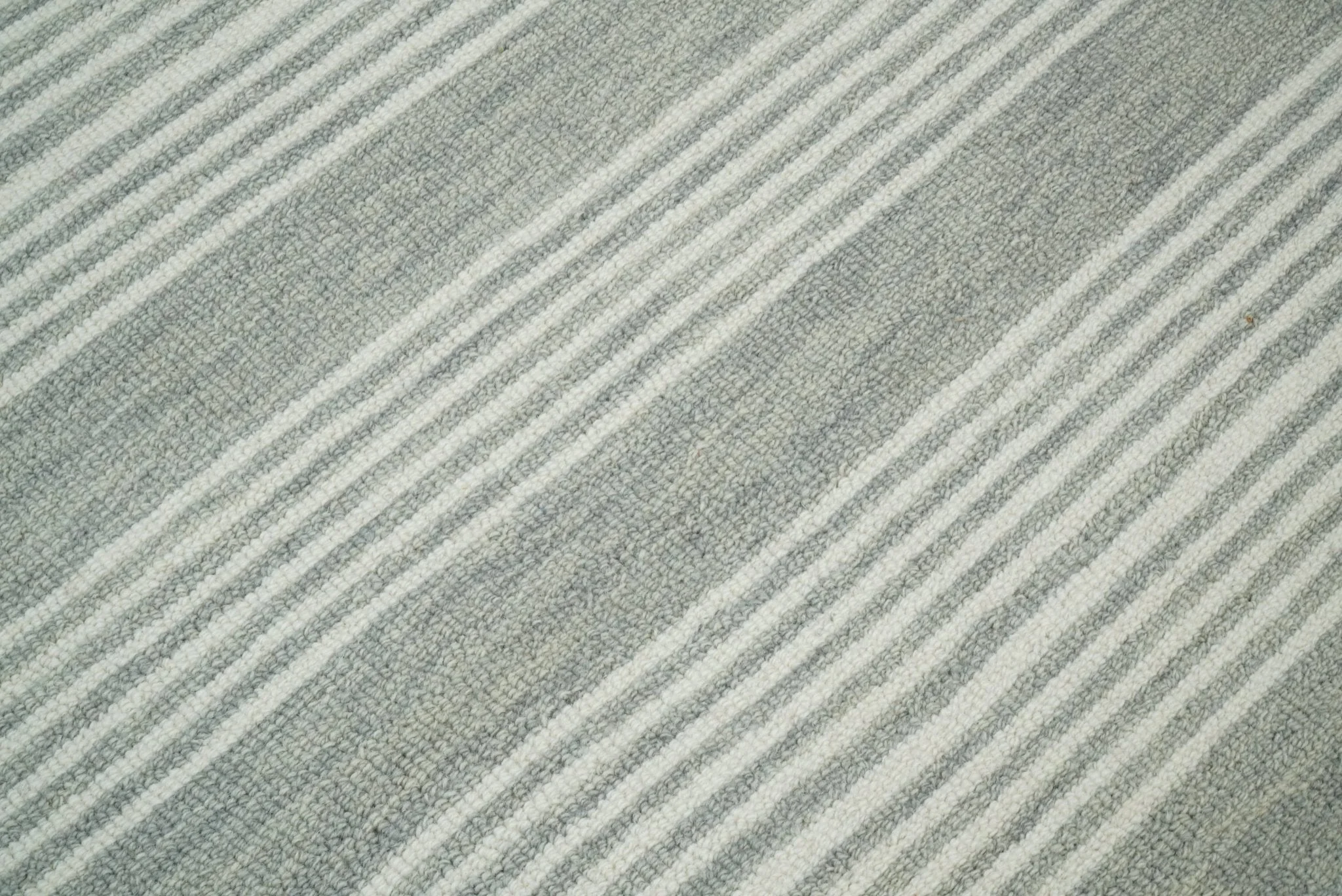 Modern Stripes Pattern Grey and Ivory Hand Tufted Wool Area Rug - Image 4