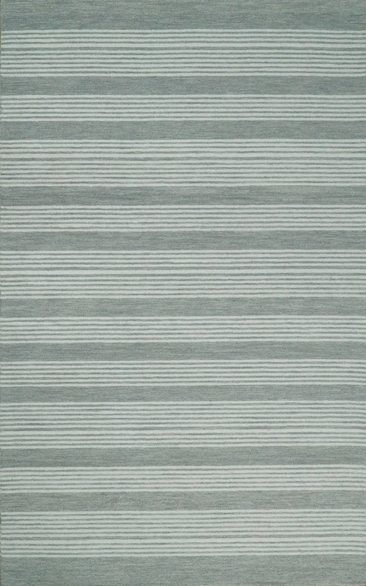 Modern Stripes Pattern Grey and Ivory Hand Tufted Wool Area Rug - Image 5