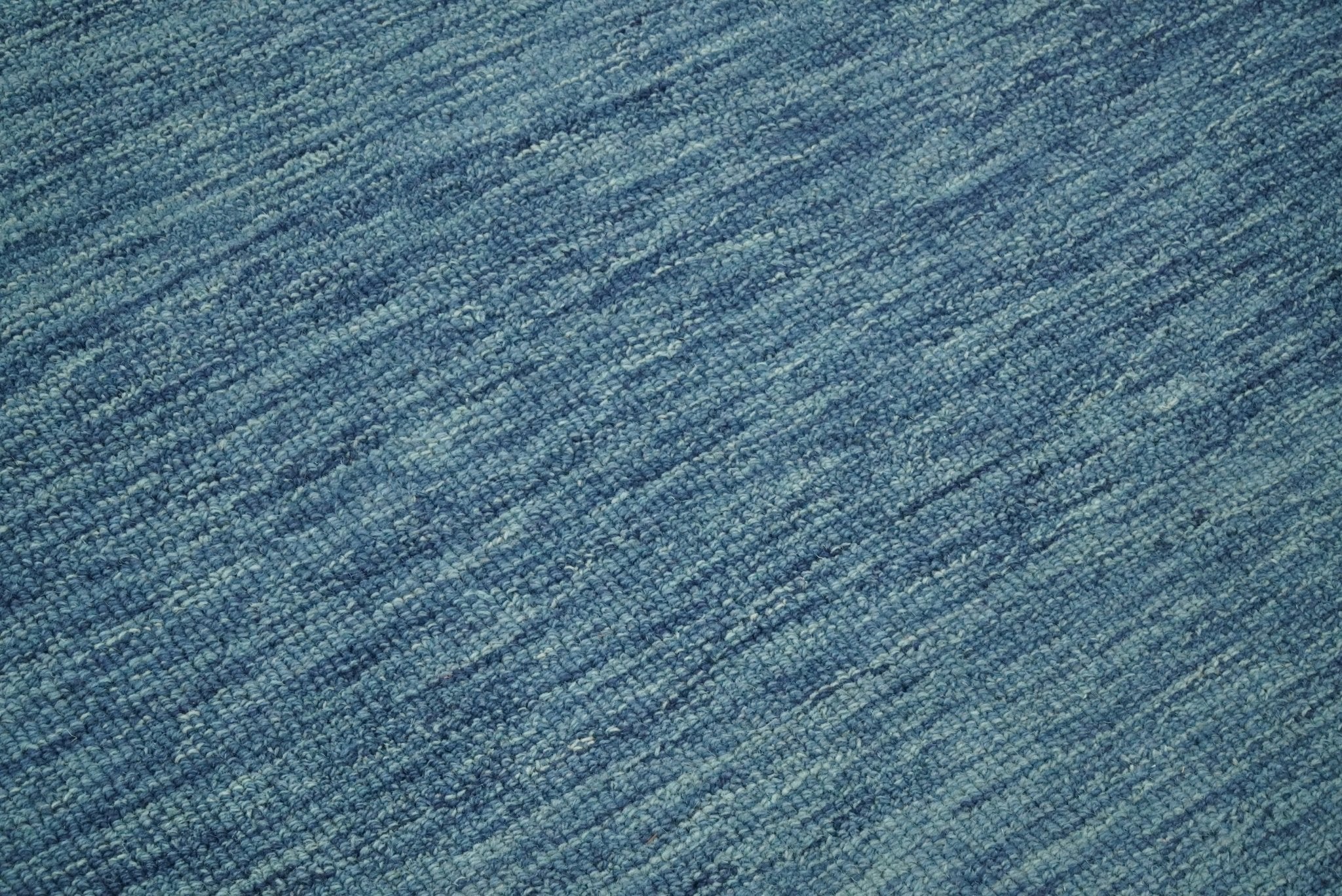 Modern Solid Design Blue Hand Tufted Wool Area Rug - Image 4