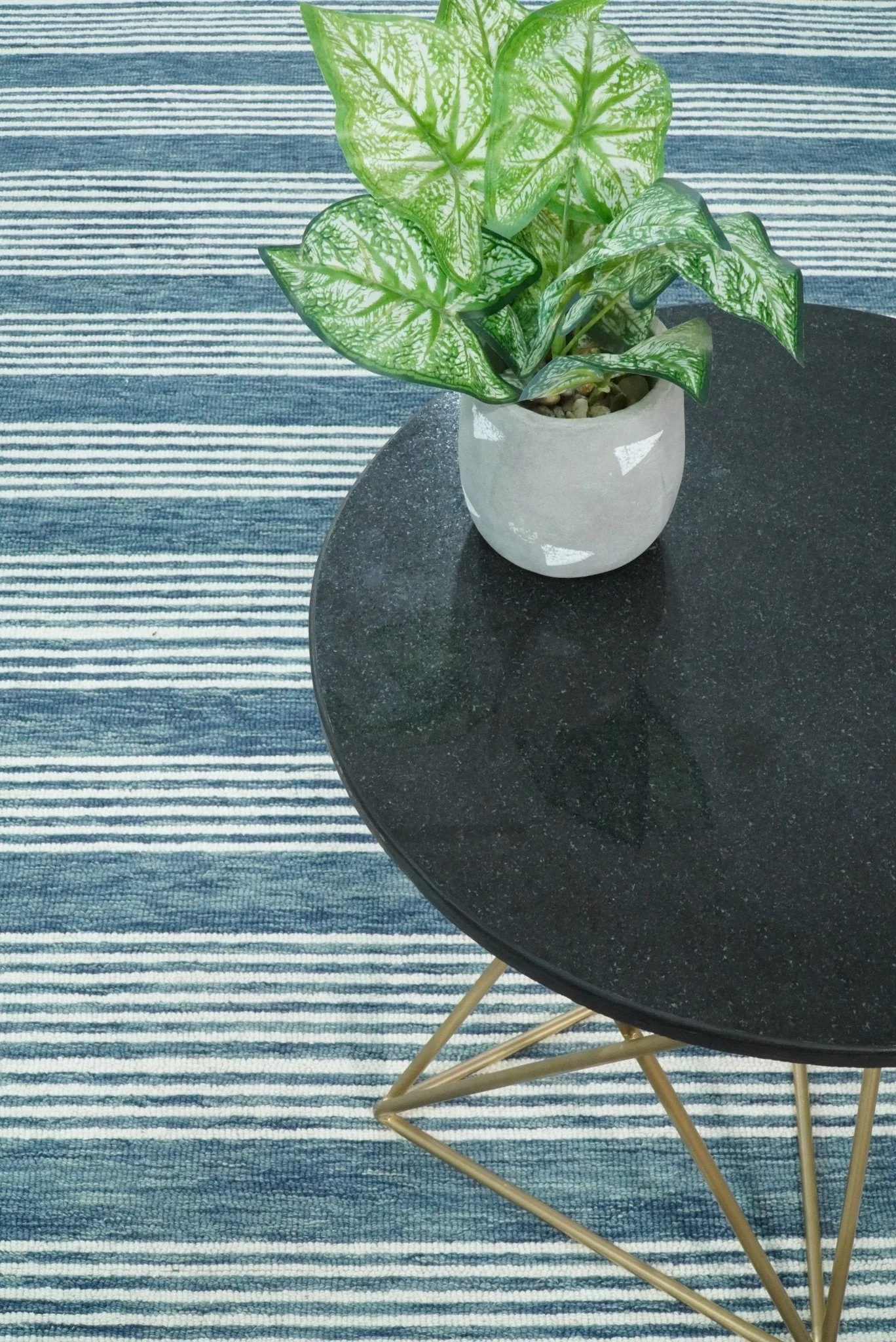 Blue Modern Stripes Pattern Hand Tufted Wool Area Rug - Image 3