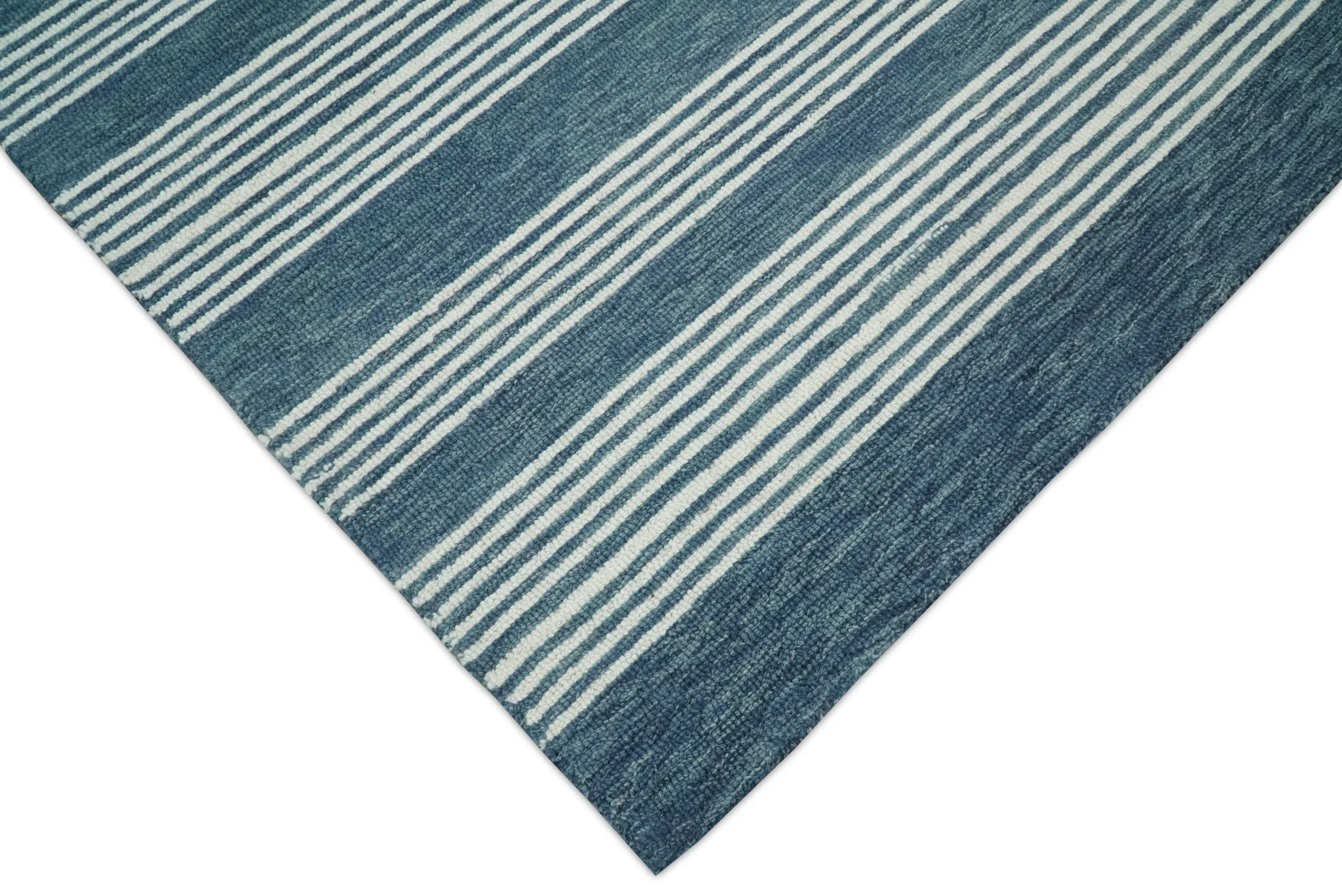 Blue Modern Stripes Pattern Hand Tufted Wool Area Rug - Image 5