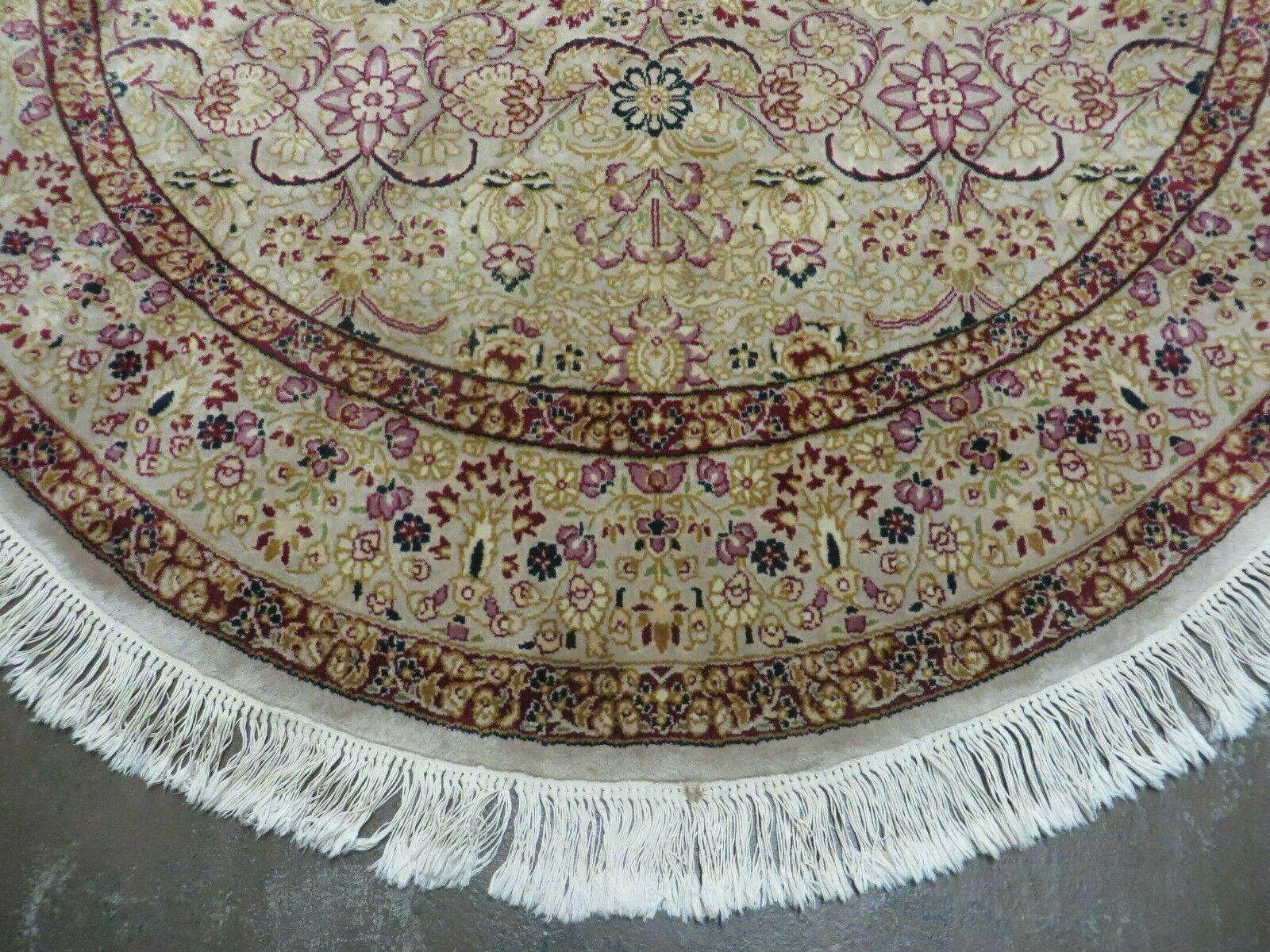 6' Handmade Fine Indian Wool Rug Carpet Round Silk Accent Beauty - Image 7