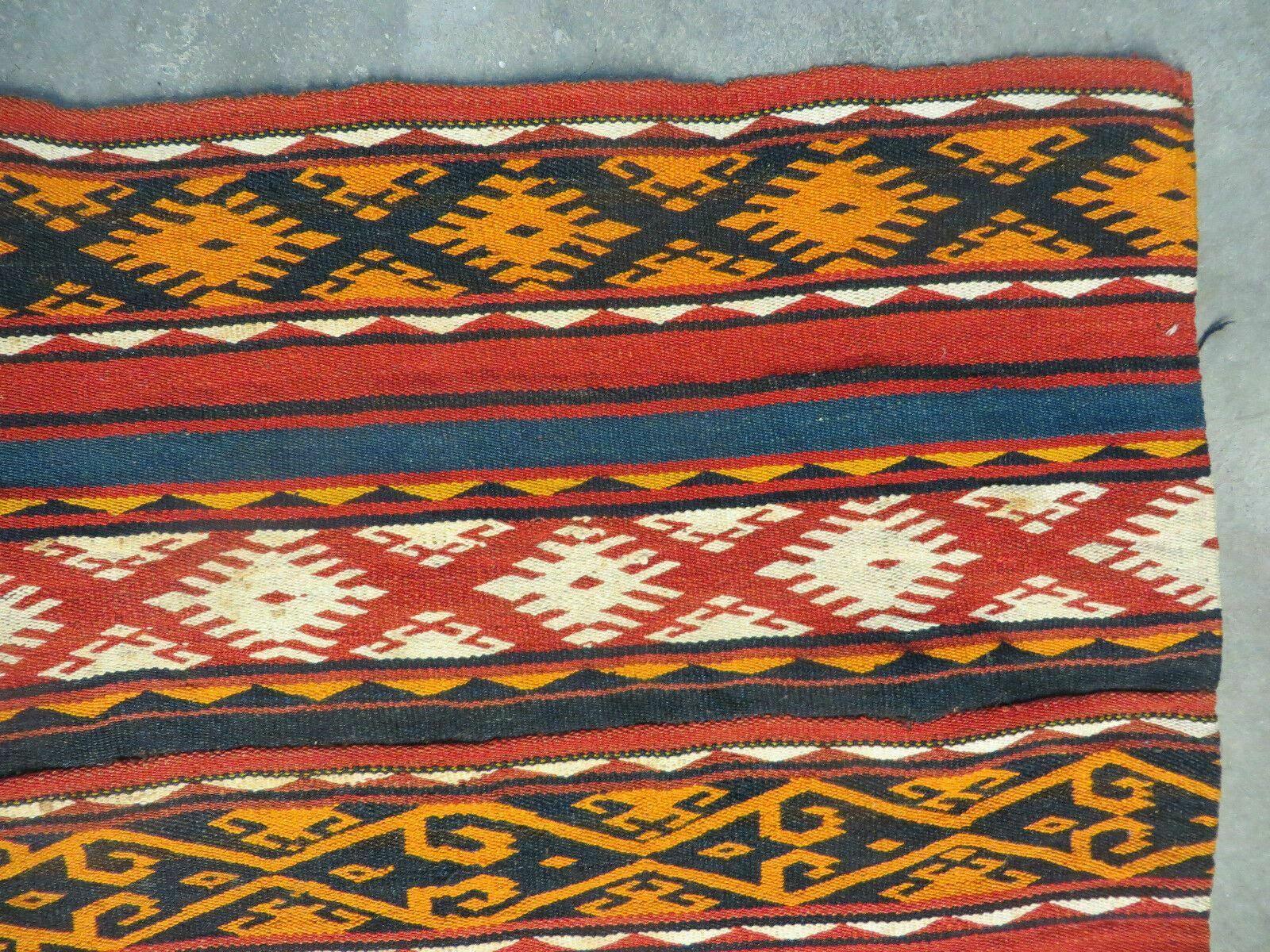 6' X 10' Antique 1930 Turkish Jajim Kilim Handmade Flat Weave Wool Rug Veg Dye - Image 7