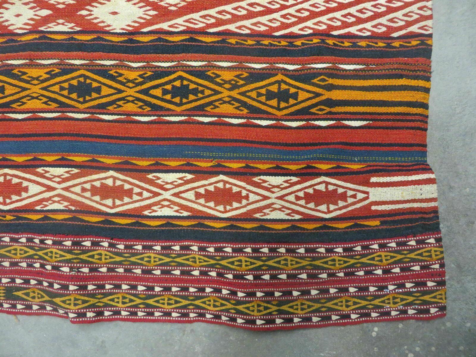 6' X 10' Antique 1930 Turkish Jajim Kilim Handmade Flat Weave Wool Rug Veg Dye - Image 9