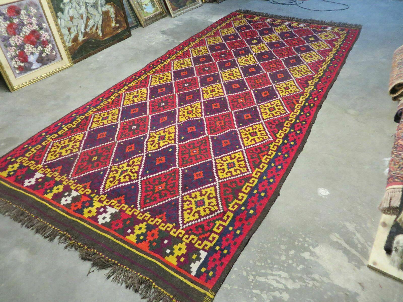6' X 13' Antique Turkish Kilim Handmade Flat Weave Wool Rug Veg Dye - Image 2