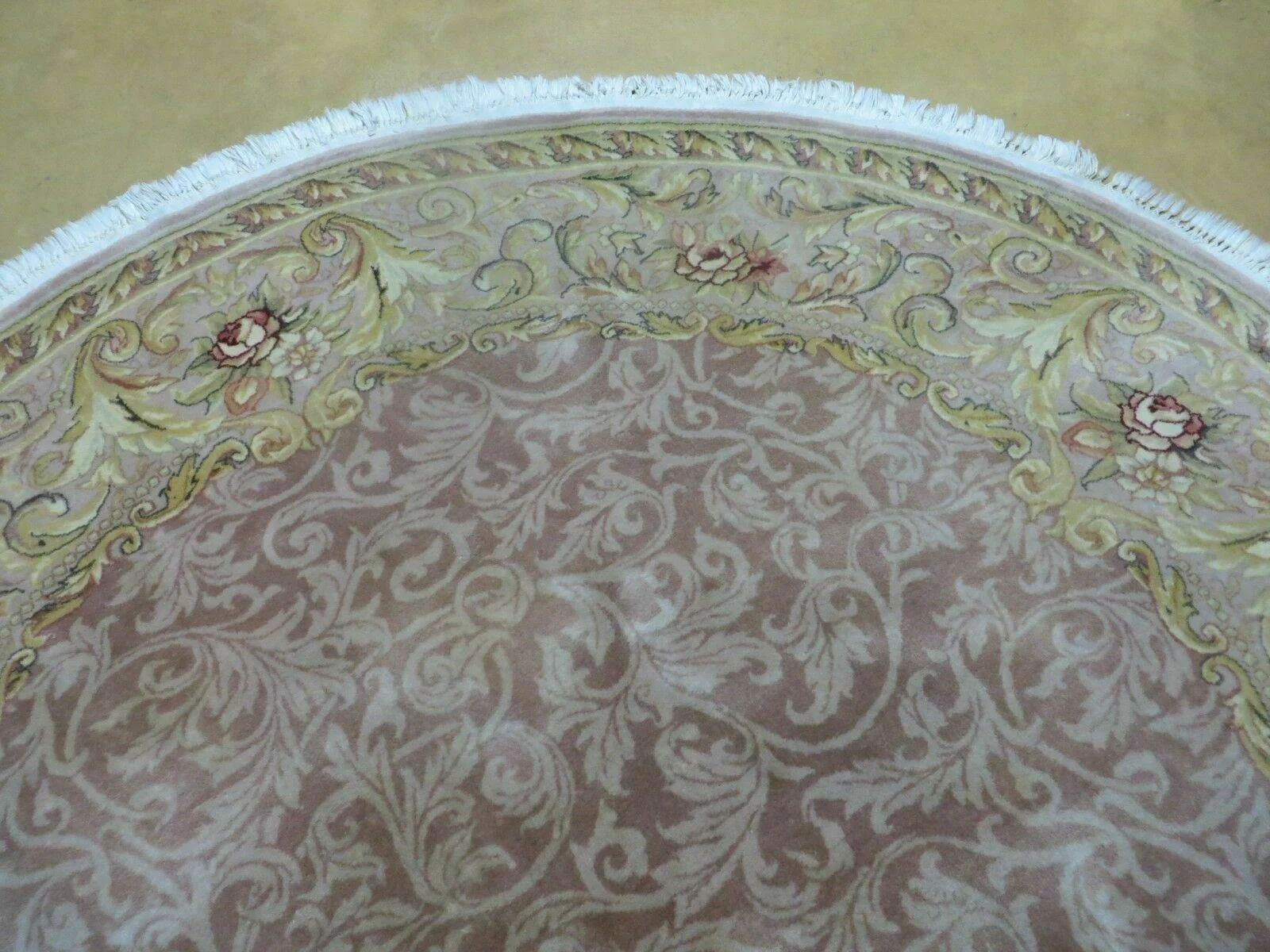 6' X 6' Round Handmade Fine Chinese Floral Oriental Silk Wool Rug Carpet Nice - Image 3
