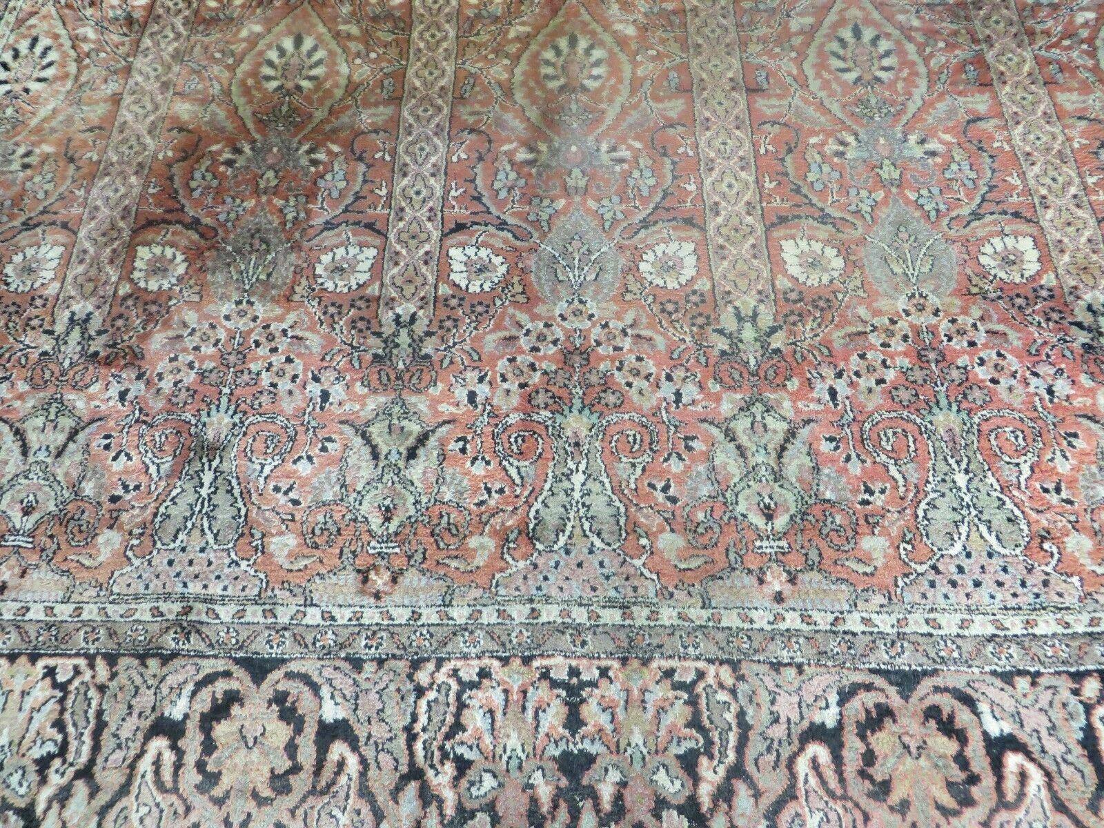6' X 6' Vintage Handmade Fine Indian Silk Rug Kashmir Square Nice - Image 4