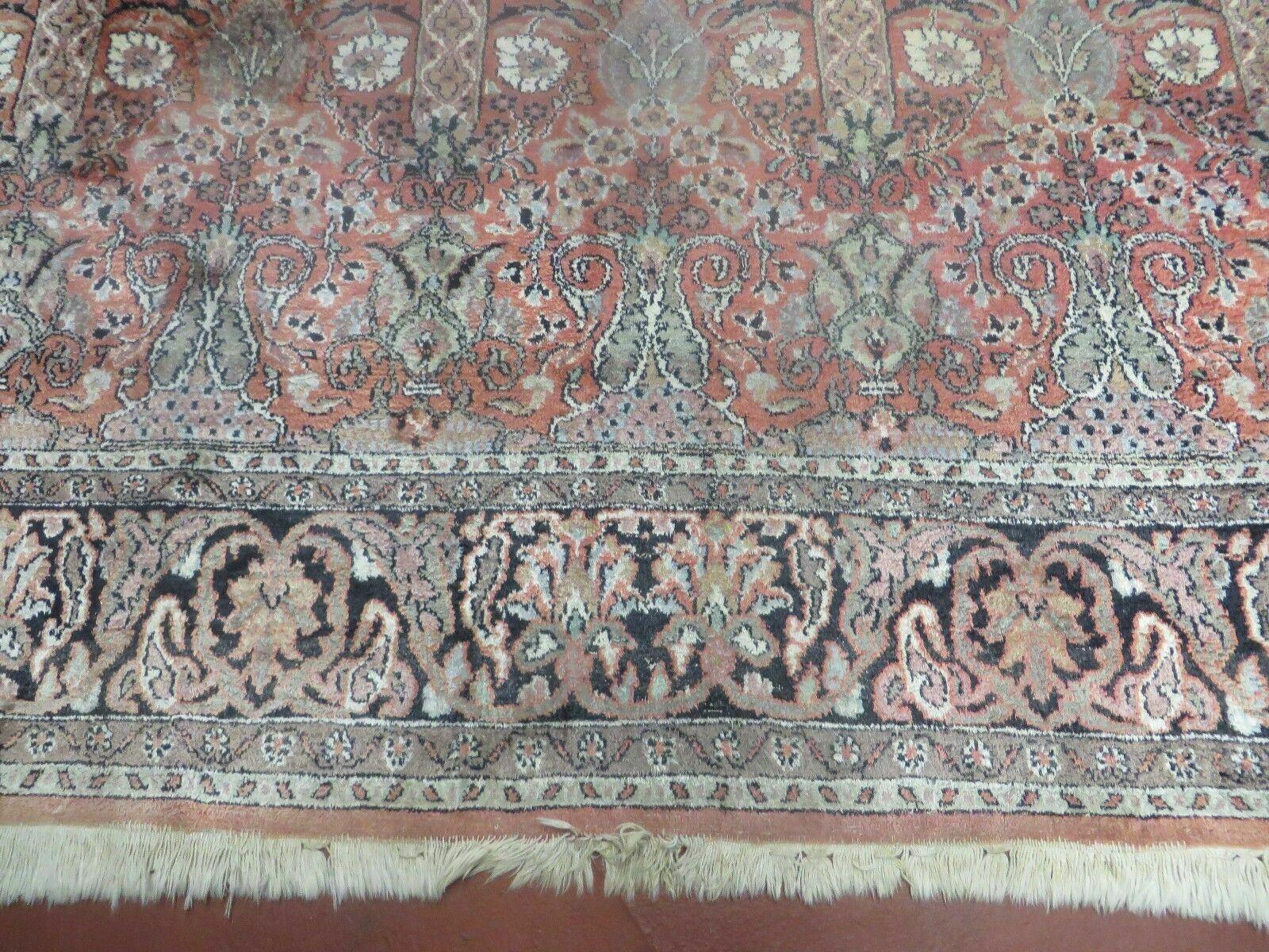 6' X 6' Vintage Handmade Fine Indian Silk Rug Kashmir Square Nice - Image 5