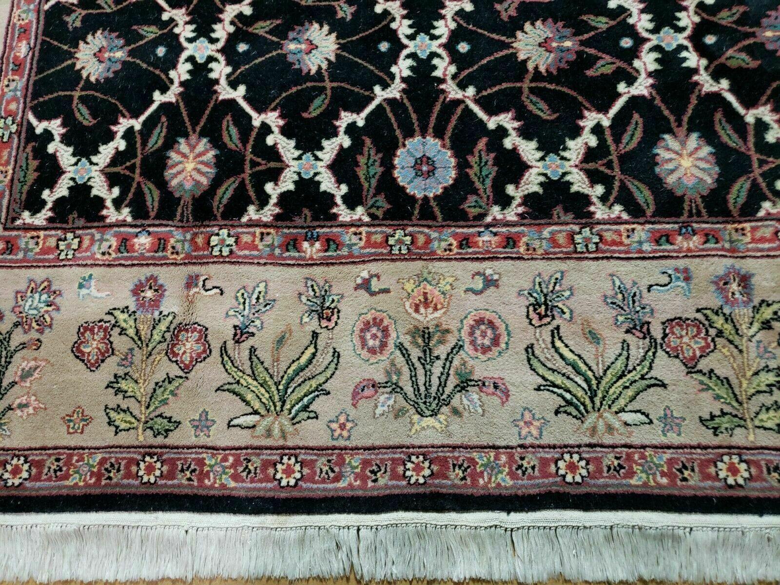 6' X 9' Handmade India Floral Oriental Wool Rug Carpet Hand Knotted Nice Black - Image 5