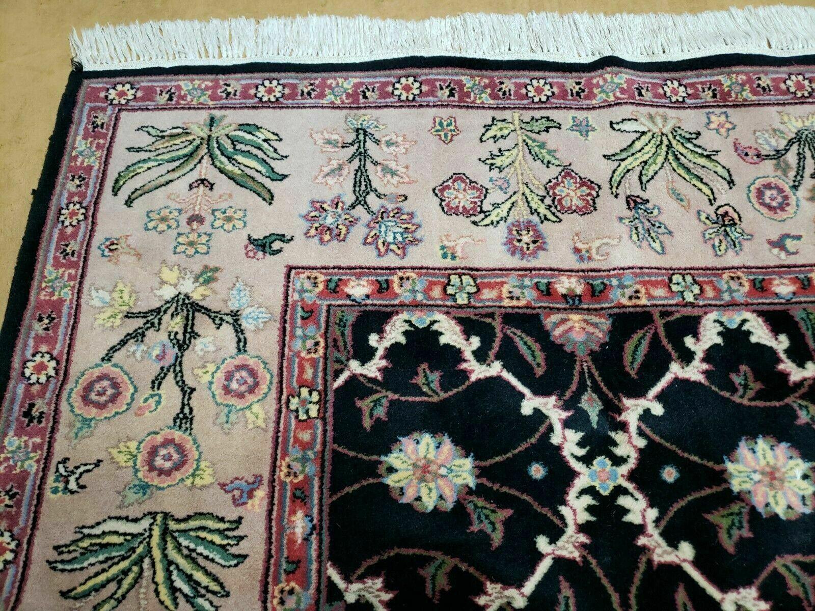 6' X 9' Handmade India Floral Oriental Wool Rug Carpet Hand Knotted Nice Black - Image 6