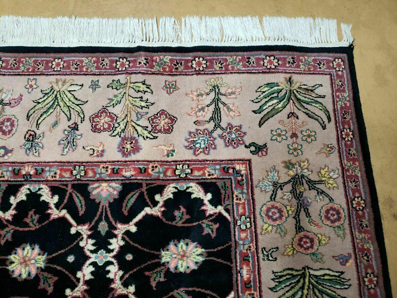 6' X 9' Handmade India Floral Oriental Wool Rug Carpet Hand Knotted Nice Black - Image 7