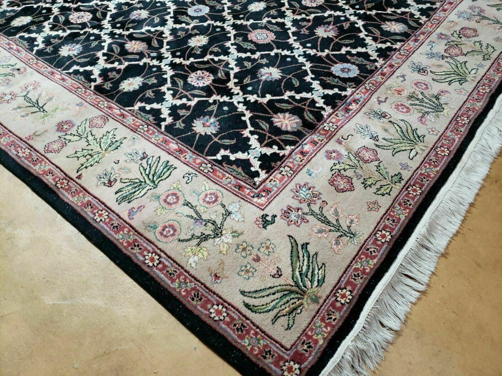 6' X 9' Handmade India Floral Oriental Wool Rug Carpet Hand Knotted Nice Black - Image 8