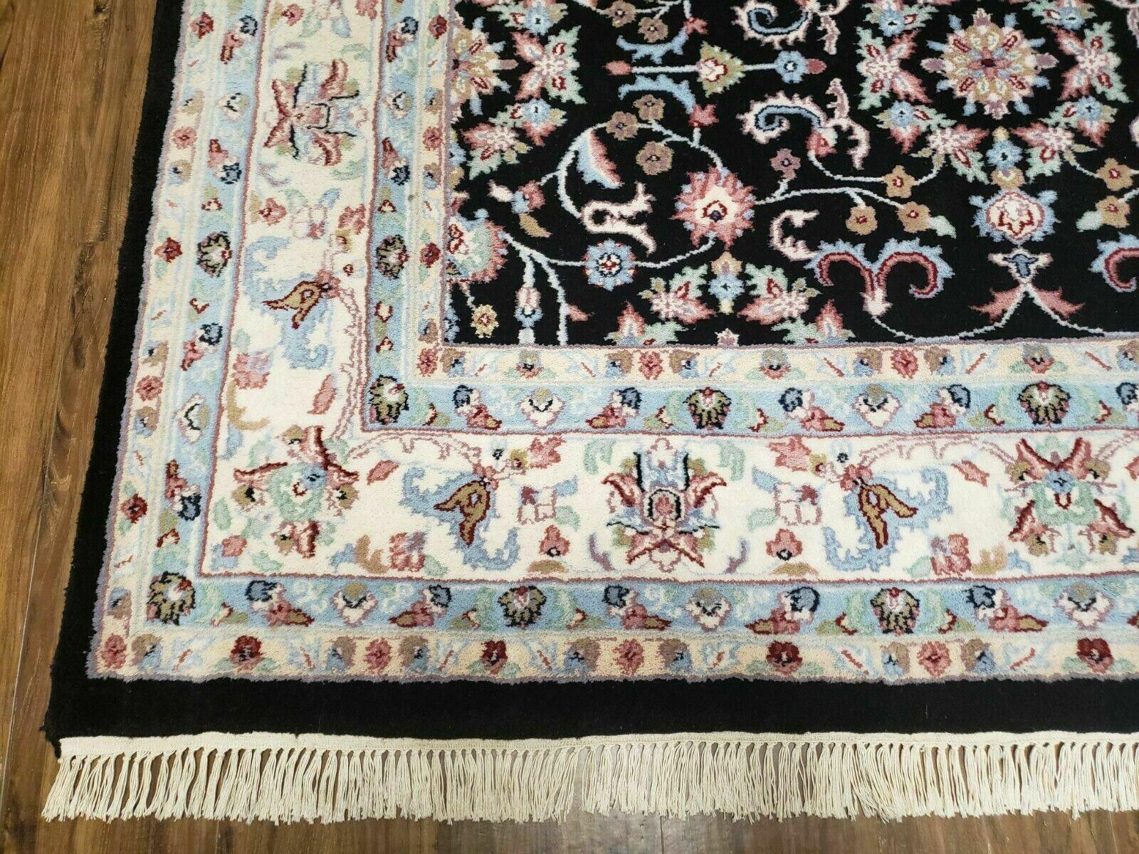 6' X 9' Handmade Indian Agra Wool Rug Carpet Vegetable Dyes Black - Image 7