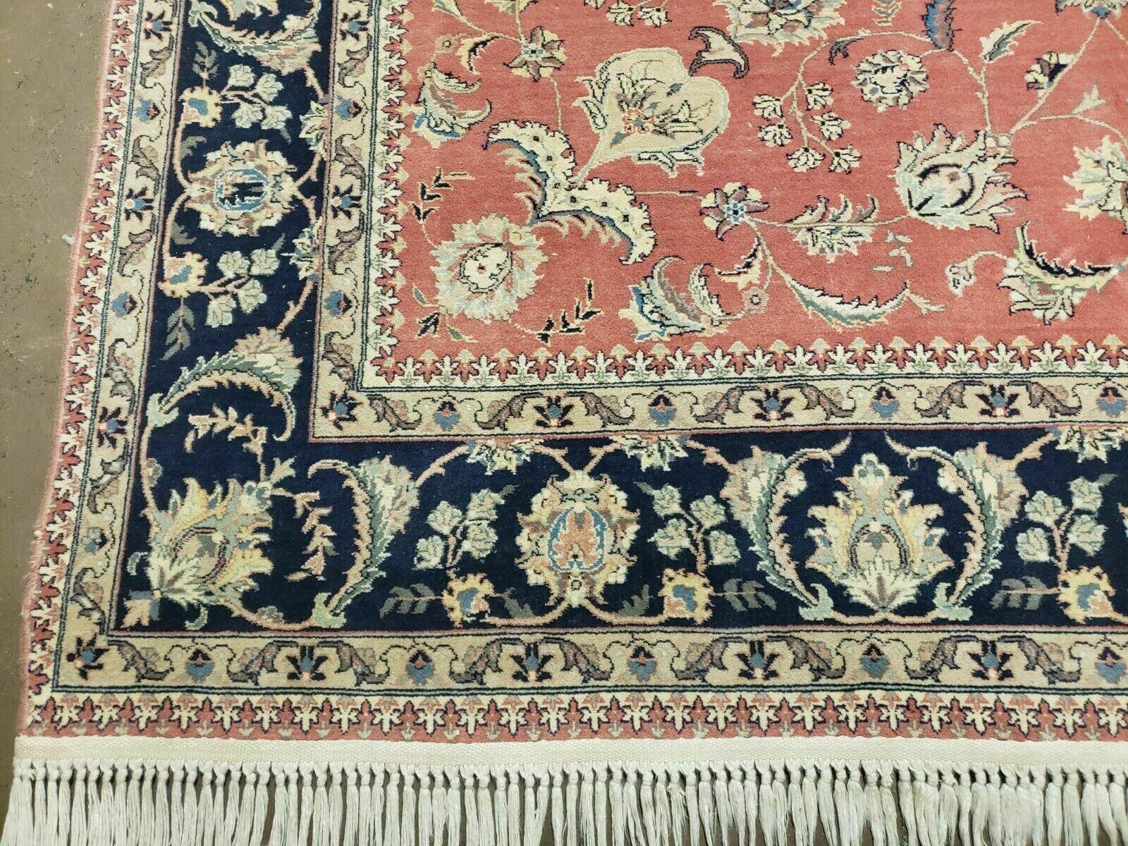 6' X 9' Vintage Fine Oriental Floral Handmade Wool Rug Vegetable Dyes Red Nice - Image 8