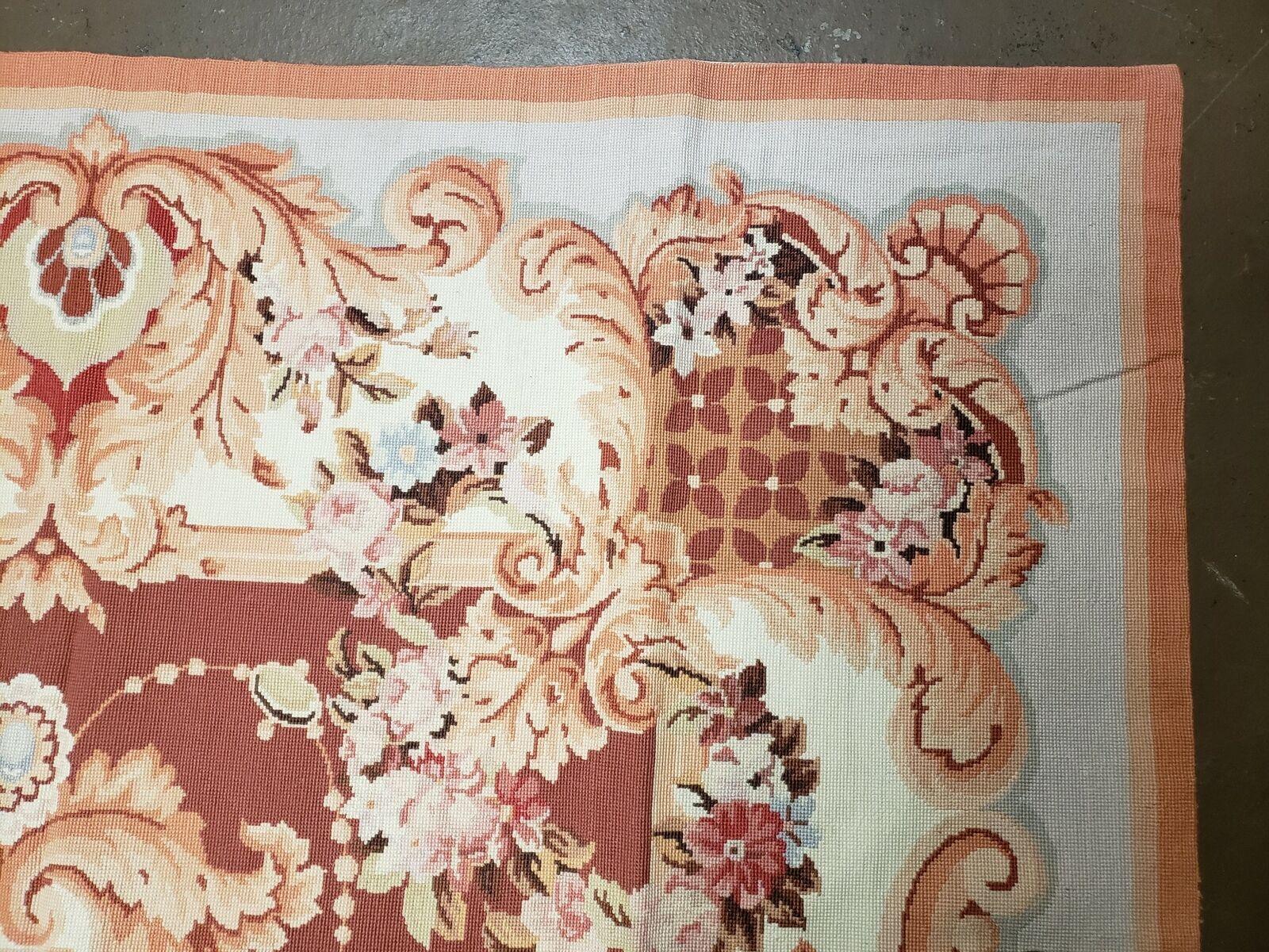 6' X 9' Vintage Handmade Chinese Needlepoint Wool Rug Flat Weave - Image 7