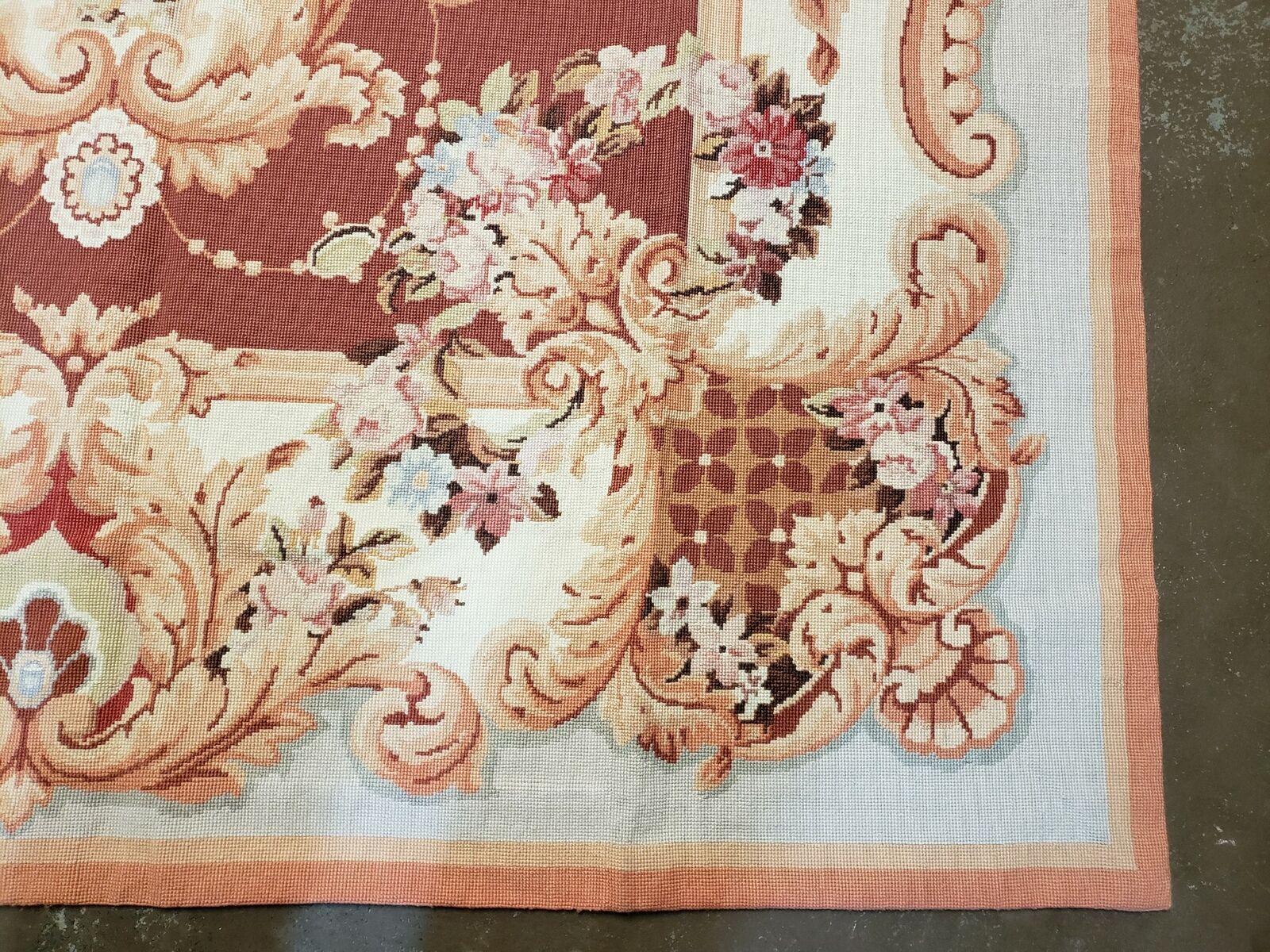 6' X 9' Vintage Handmade Chinese Needlepoint Wool Rug Flat Weave - Image 9