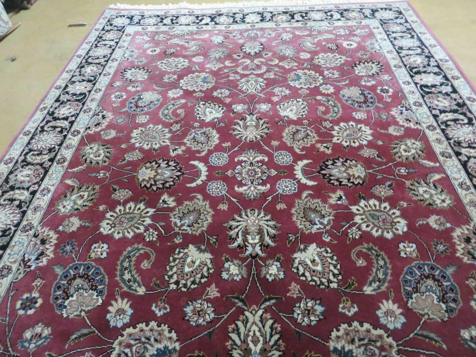 6' X 9' Vintage Handmade Fine India Floral Oriental Silk Accent Wool Rug Carpet - Image 10