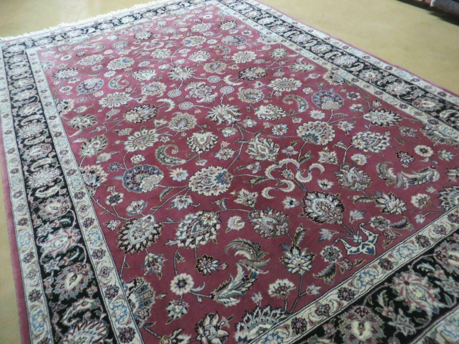 6' X 9' Vintage Handmade Fine India Floral Oriental Silk Accent Wool Rug Carpet - Image 11