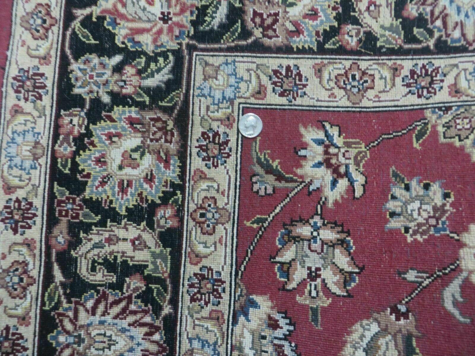 6' X 9' Vintage Handmade Fine India Floral Oriental Silk Accent Wool Rug Carpet - Image 12