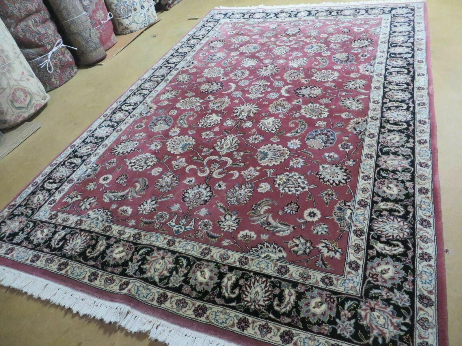 6' X 9' Vintage Handmade Fine India Floral Oriental Silk Accent Wool Rug Carpet - Image 2