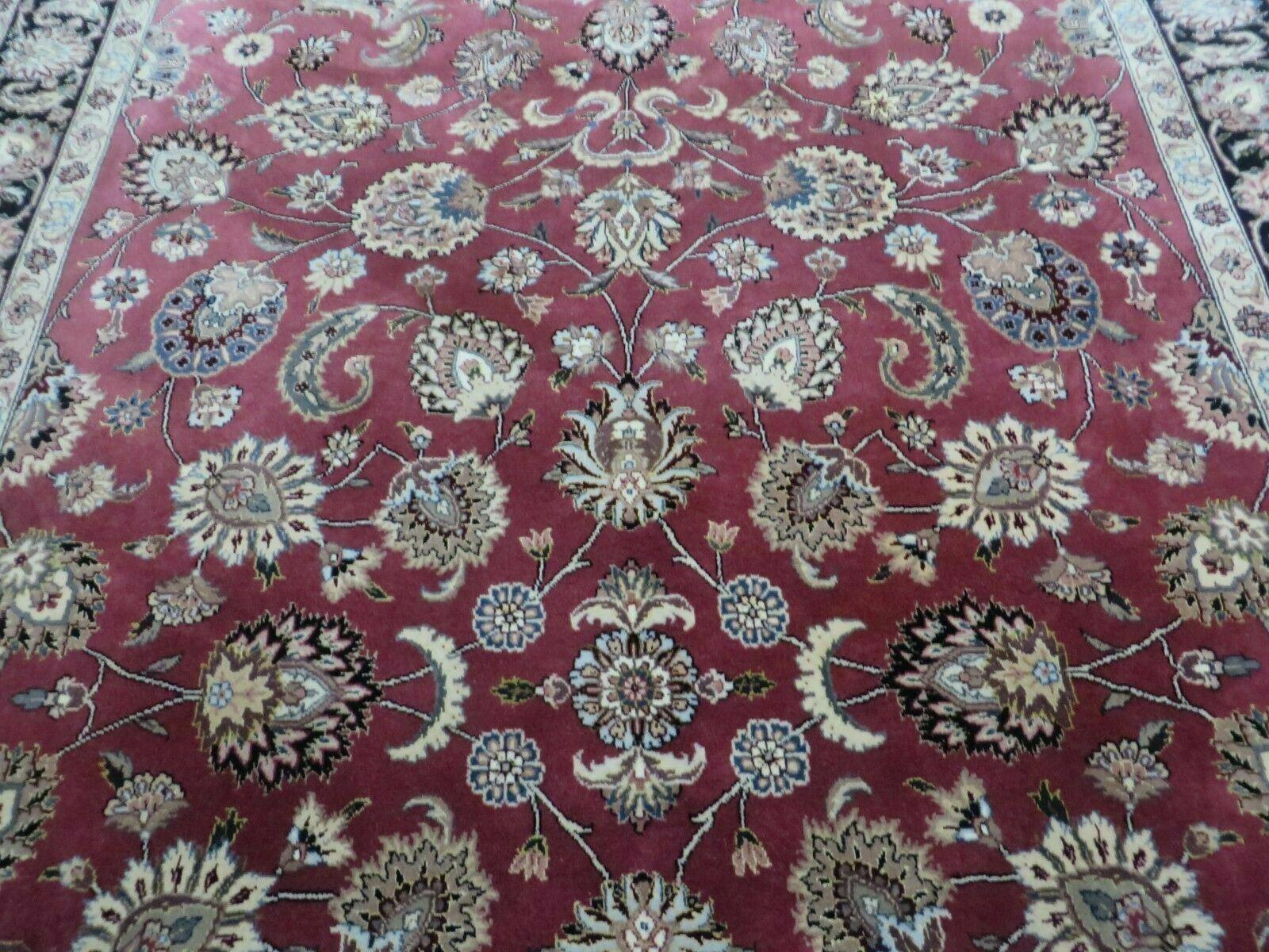 6' X 9' Vintage Handmade Fine India Floral Oriental Silk Accent Wool Rug Carpet - Image 4
