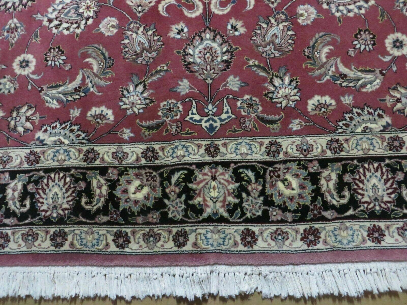 6' X 9' Vintage Handmade Fine India Floral Oriental Silk Accent Wool Rug Carpet - Image 5
