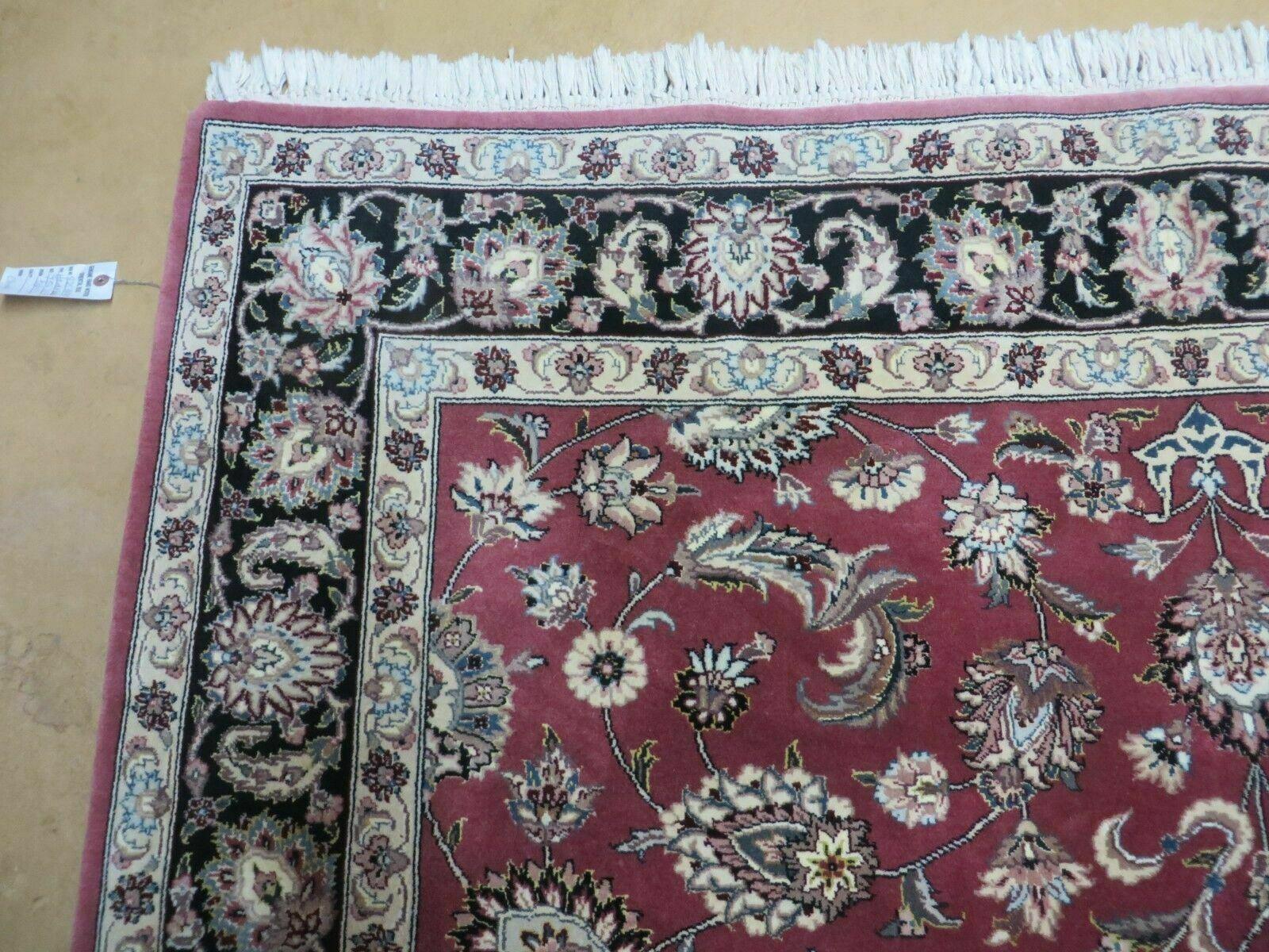 6' X 9' Vintage Handmade Fine India Floral Oriental Silk Accent Wool Rug Carpet - Image 6