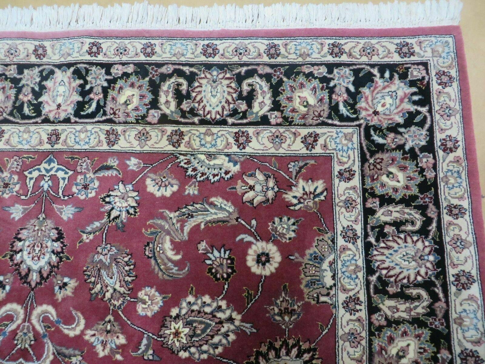 6' X 9' Vintage Handmade Fine India Floral Oriental Silk Accent Wool Rug Carpet - Image 7