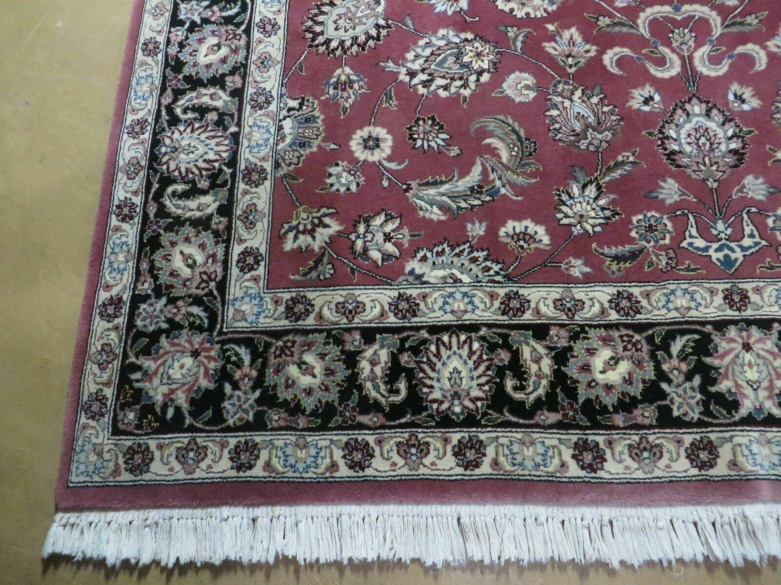 6' X 9' Vintage Handmade Fine India Floral Oriental Silk Accent Wool Rug Carpet - Image 8