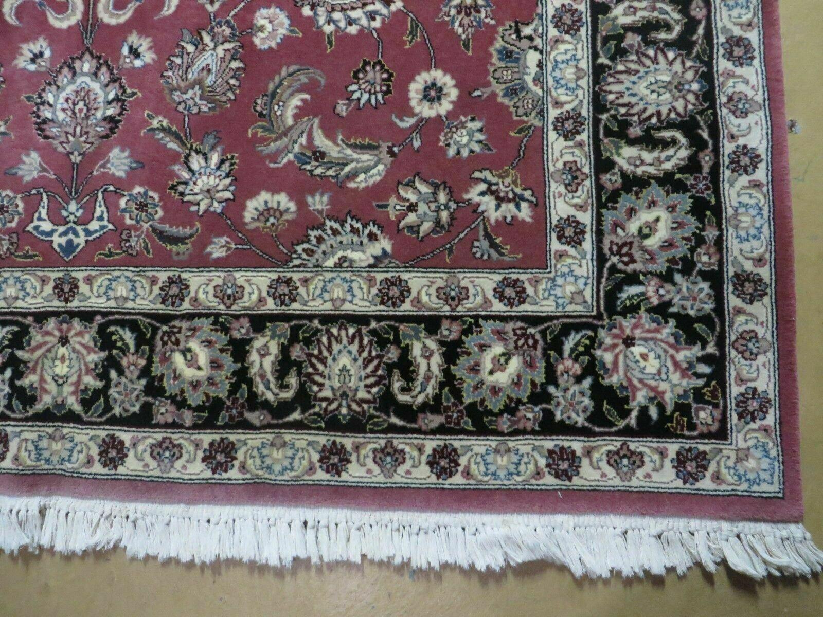 6' X 9' Vintage Handmade Fine India Floral Oriental Silk Accent Wool Rug Carpet - Image 9