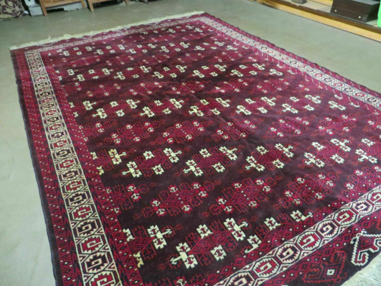 7' X 10' Antique Handmade Yamud Turkoman Wool Rug Excellent - Image 2