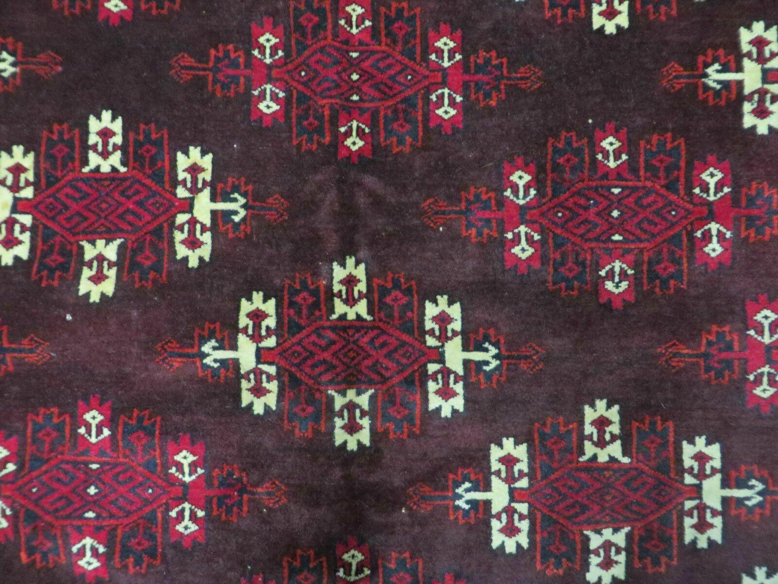 7' X 10' Antique Handmade Yamud Turkoman Wool Rug Excellent - Image 4