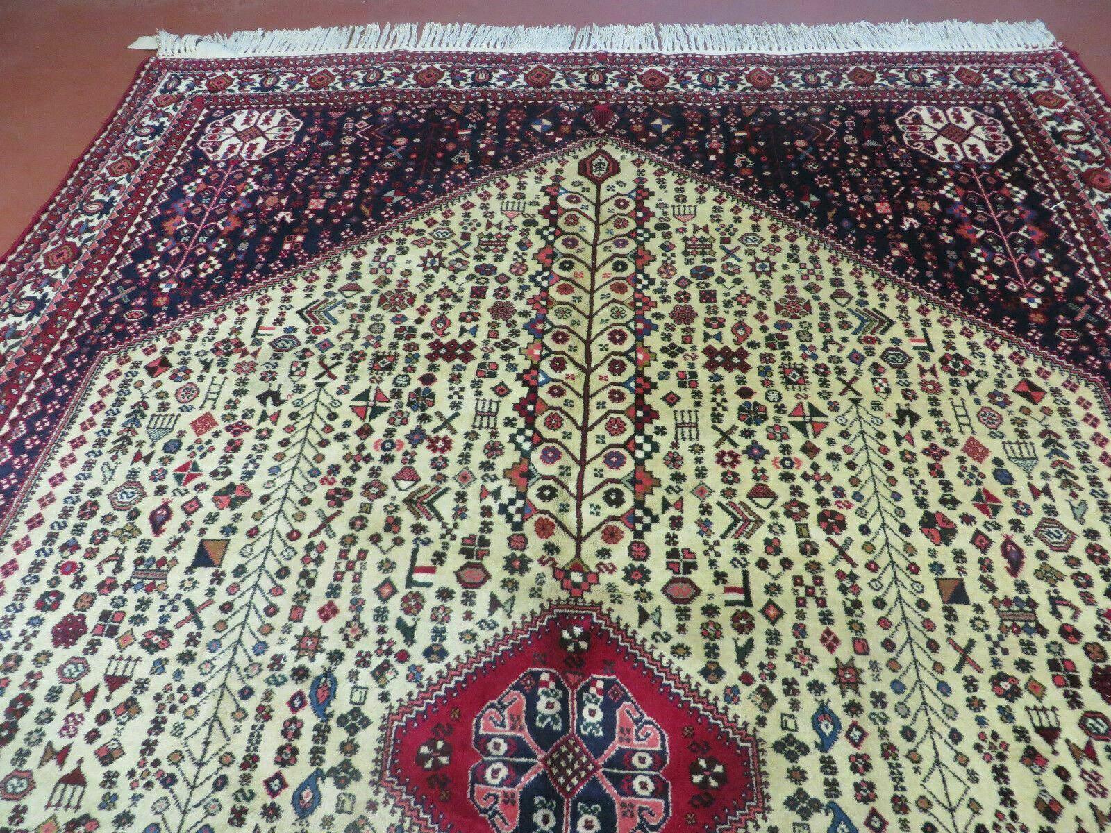 7' X 10' Vintage Handmade Indian Floral Wool Rug Hand Knotted Carpet Ivory Red - Image 11