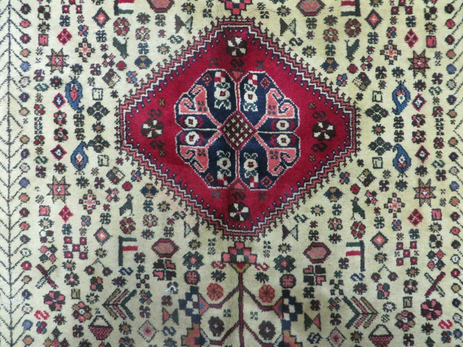 7' X 10' Vintage Handmade Indian Floral Wool Rug Hand Knotted Carpet Ivory Red - Image 12