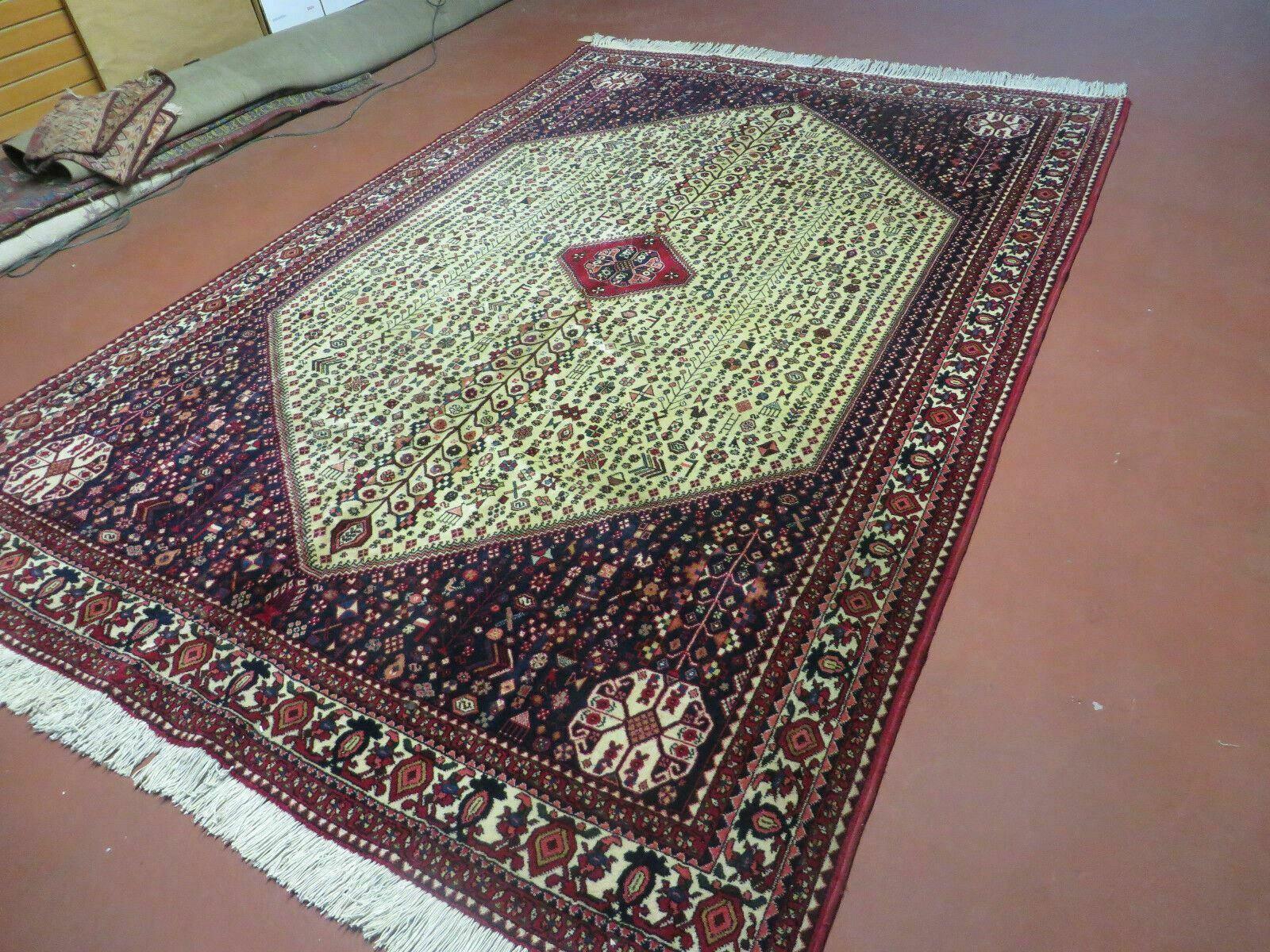 7' X 10' Vintage Handmade Indian Floral Wool Rug Hand Knotted Carpet Ivory Red - Image 2