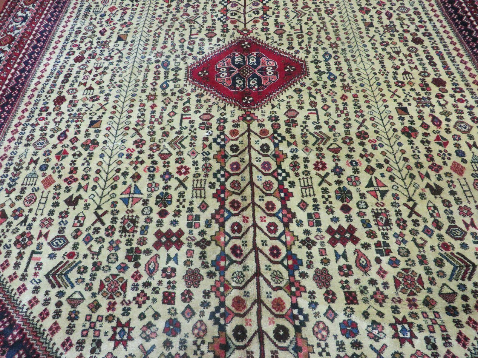 7' X 10' Vintage Handmade Indian Floral Wool Rug Hand Knotted Carpet Ivory Red - Image 4