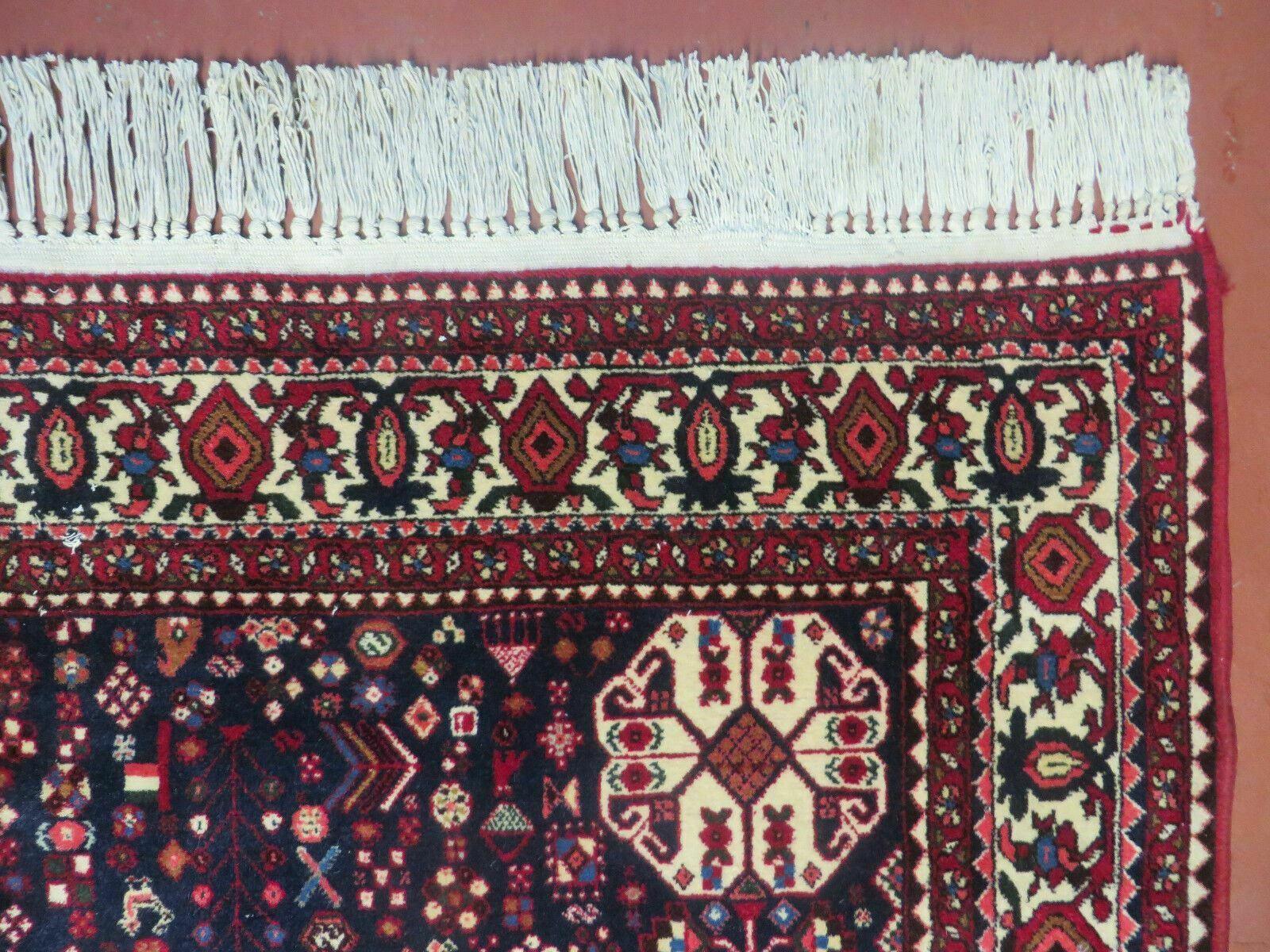 7' X 10' Vintage Handmade Indian Floral Wool Rug Hand Knotted Carpet Ivory Red - Image 7