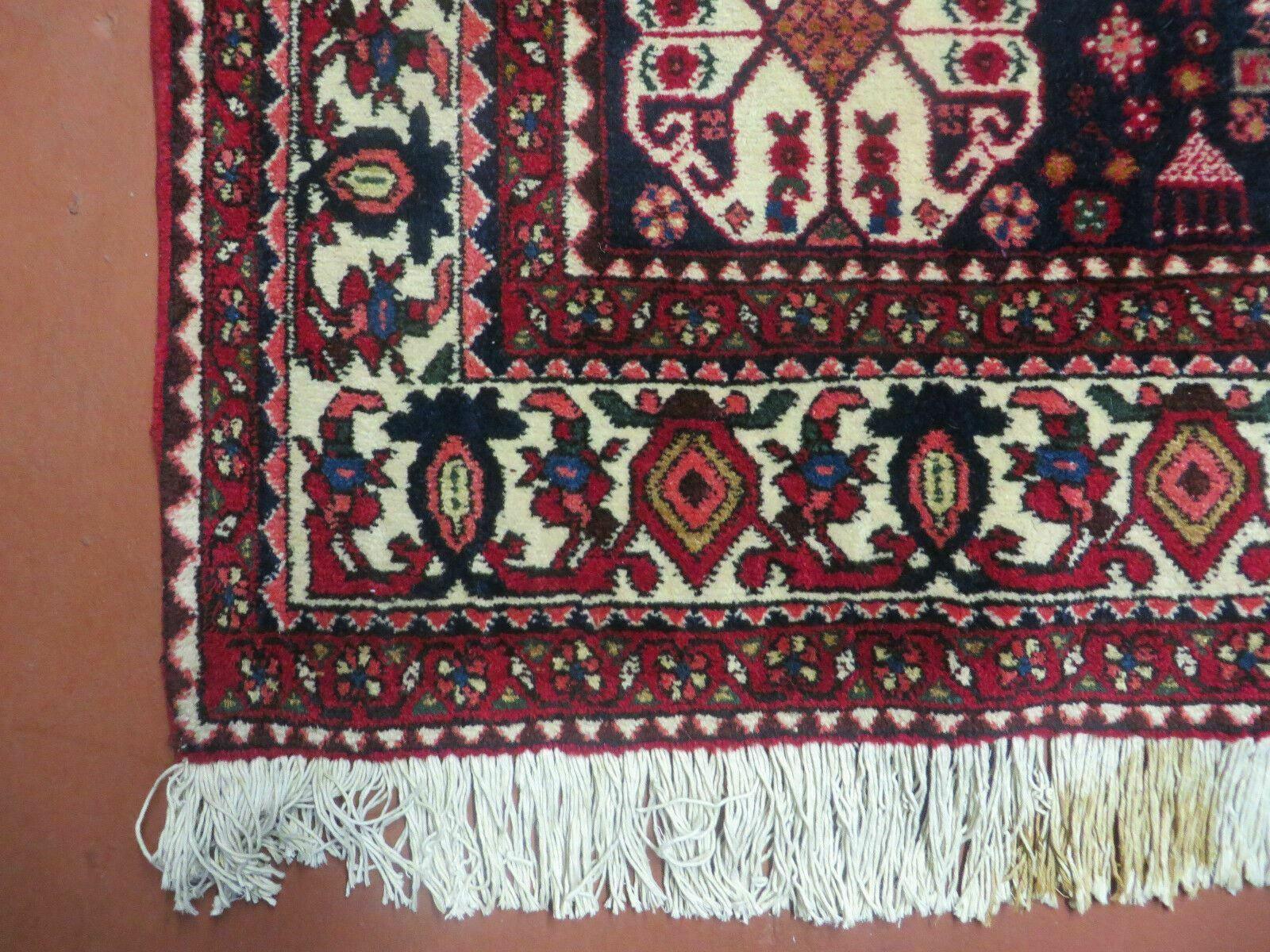 7' X 10' Vintage Handmade Indian Floral Wool Rug Hand Knotted Carpet Ivory Red - Image 8