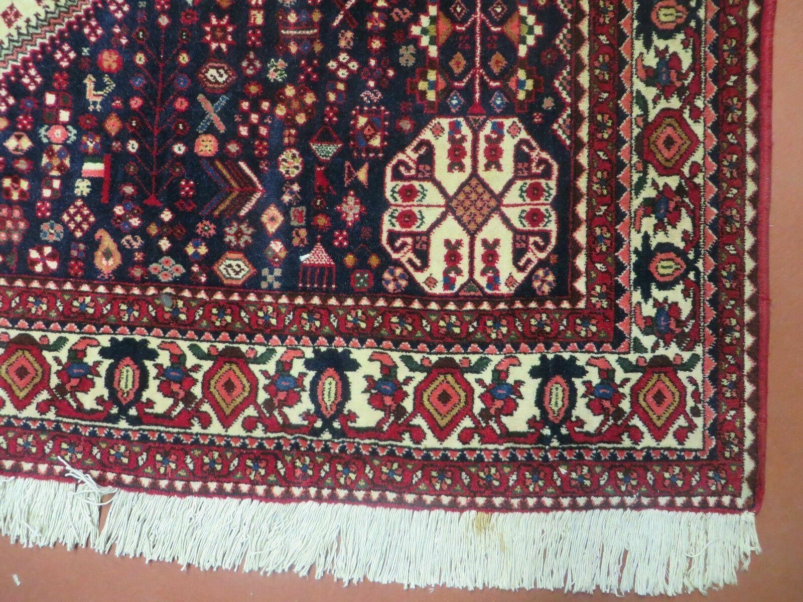 7' X 10' Vintage Handmade Indian Floral Wool Rug Hand Knotted Carpet Ivory Red - Image 9