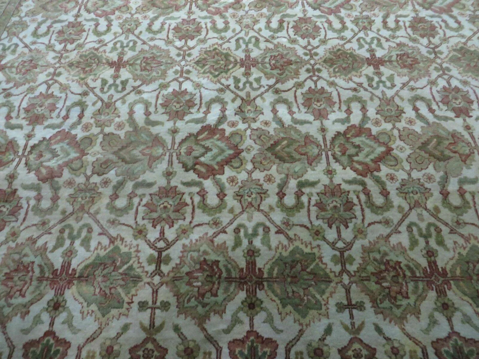 8' 5" X 12' Handmade India Agra Floral Oriental Wool Rug Tea Washed Carpet Nice - Image 11