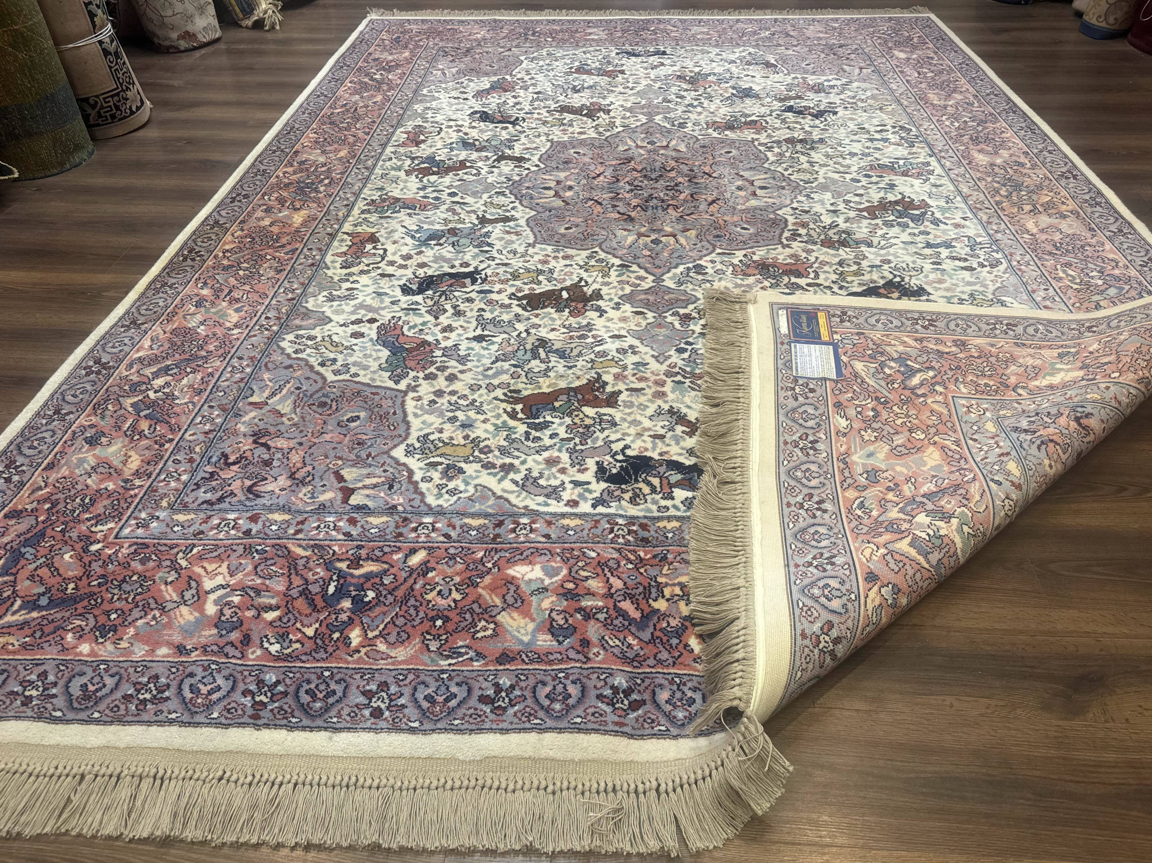 8.8 x 12 Karastan Ivory Hunting Rug #751, Vintage Wool Discontinued Original 700 Series, Rare - Image 11