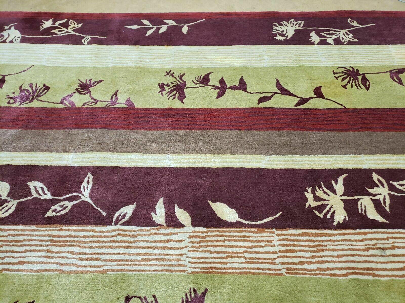 8' X 11' Tibetan Nepal Art Deco Hand Knotted Wool Rug Modern Contemporary Nice - Image 3
